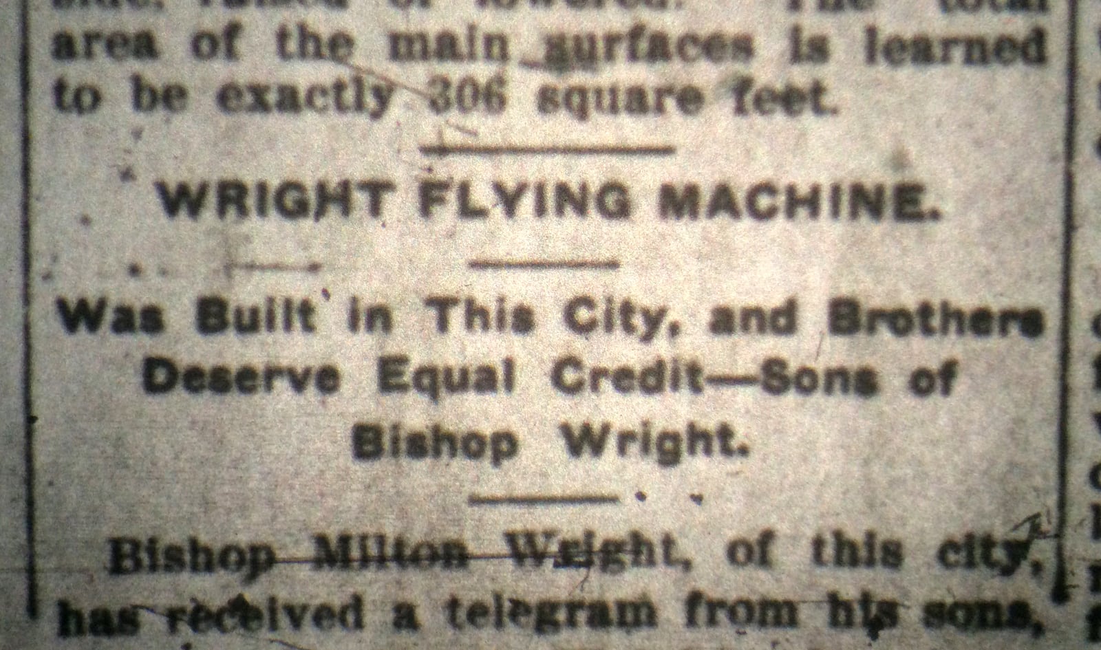 The Dayton Evening Herald published a story about the Wright brothers first flight on Dec. 18, 1903.