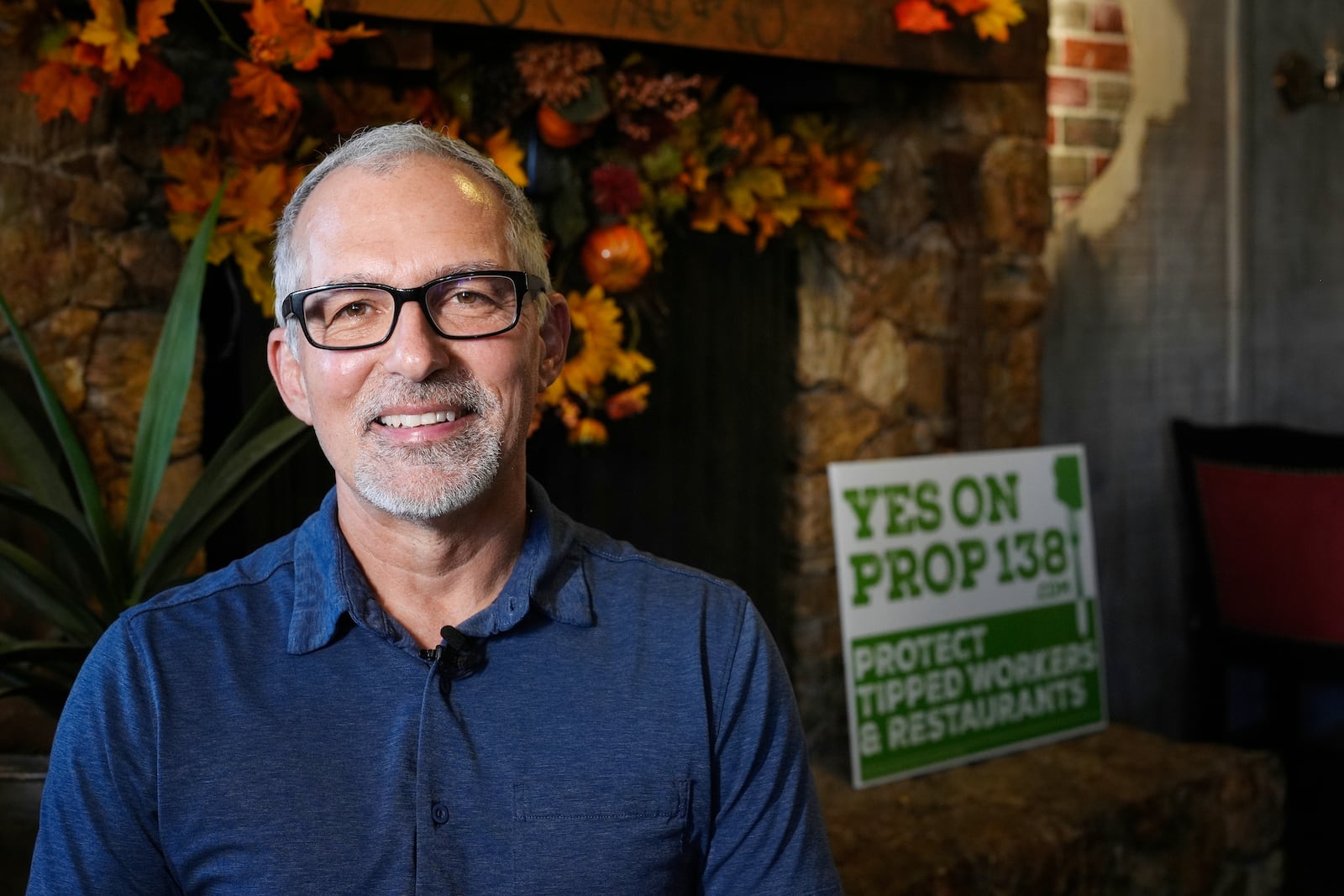 Dan Piacquadio, owner of Harold's Cave Creek Corral, poses for a photograph in his restaurant as he speaks about Arizona Prop 138 on minimum wage Thursday, Oct. 3, 2024, in Cave Creek, Ariz. (AP Photo/Ross D. Franklin)