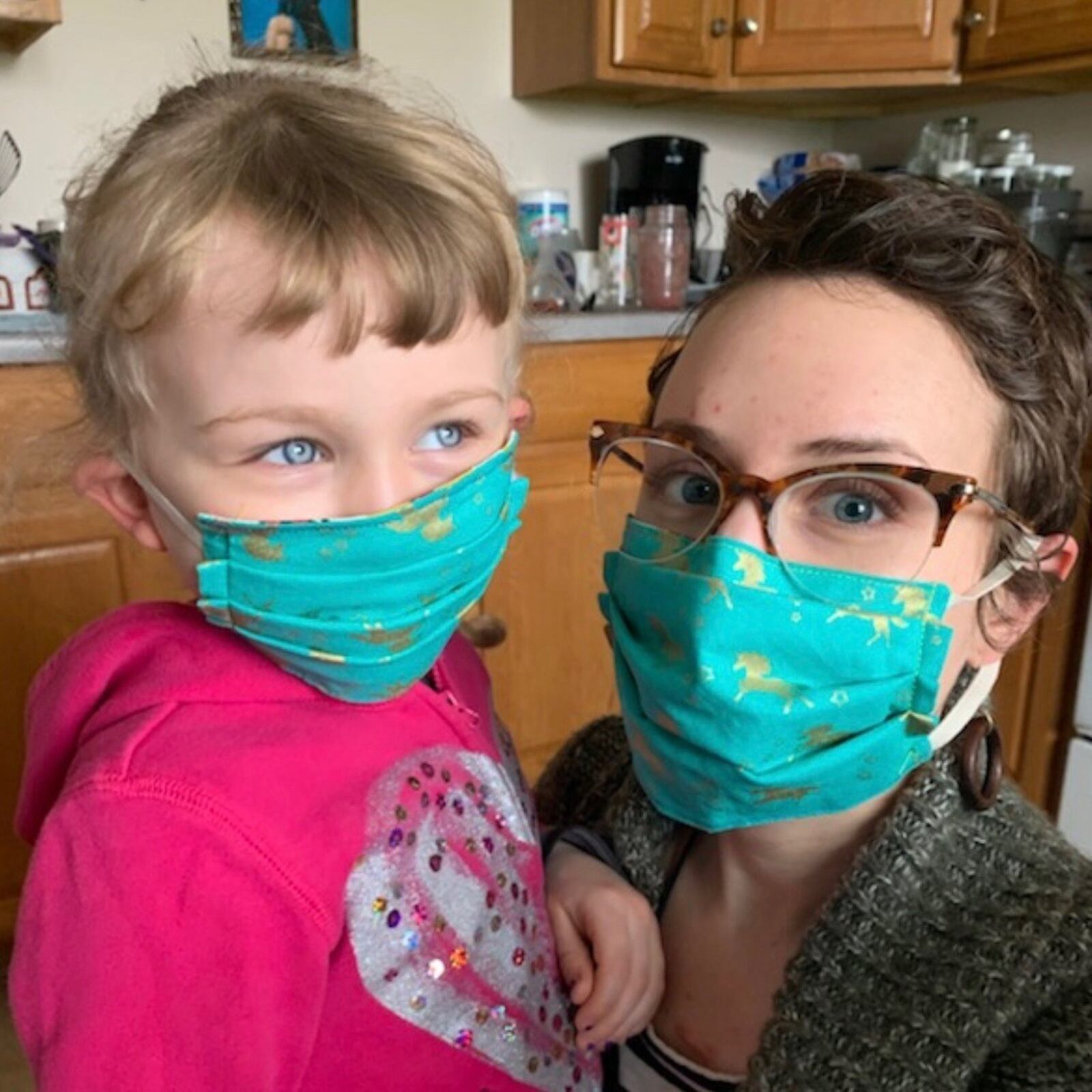 Villagers in Yellow Springs have made more than 1,200 mask to help stop the spread of coronavirus. Pictured: masks made by Katie Rose Wright.