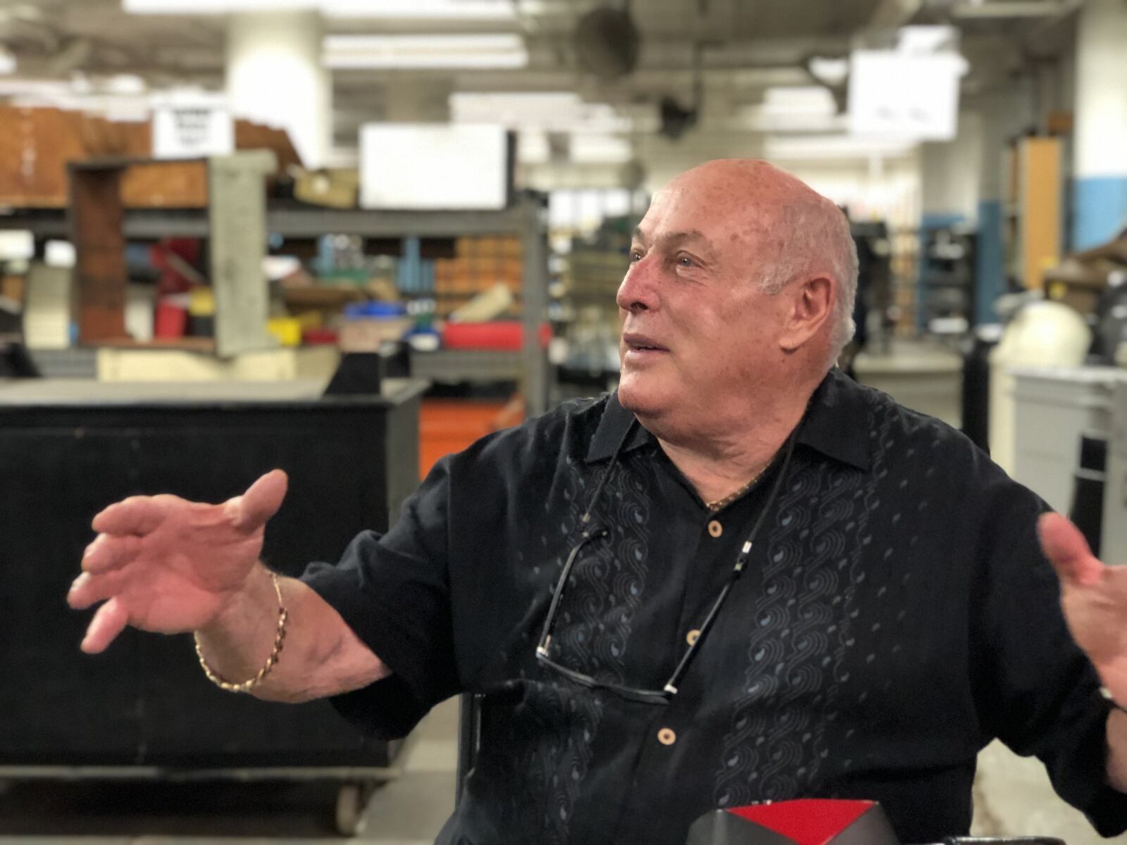 Sandy Mendelson inside the eight-story building on East First Street he recently sold to Crawford Hoying, one of the Water Street developers. CORNELIUS FROLIK / STAFF