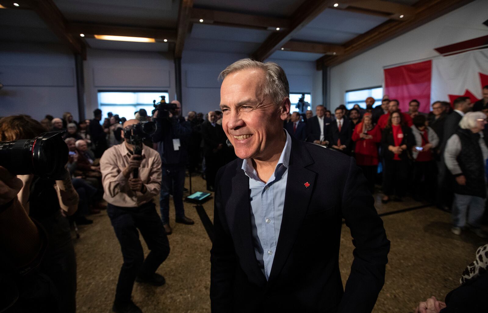 Mark Carneytalks to his supporters during his Liberal leadership campaign launch in Edmonton, on Thursday Jan. 16, 2025. (Jason Franson/The Canadian Press via AP)