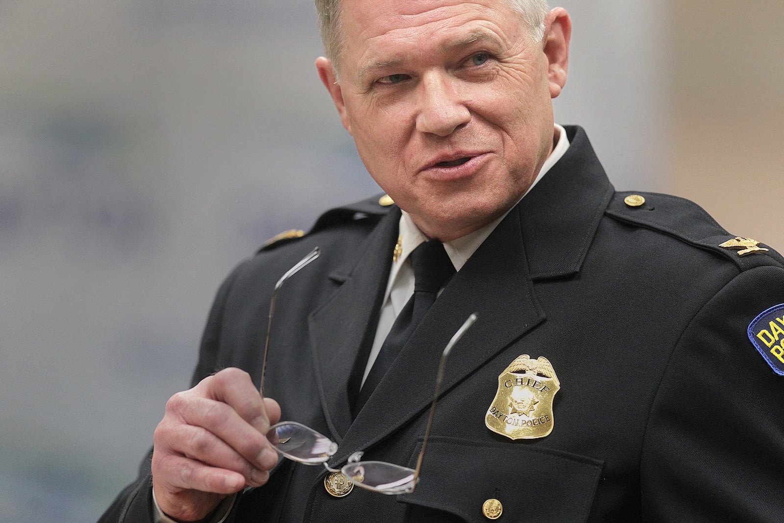 Dayton Police Chief, Richard Biehl announces his retirement after 13 years of service. JIM NOELKER/STAFF 