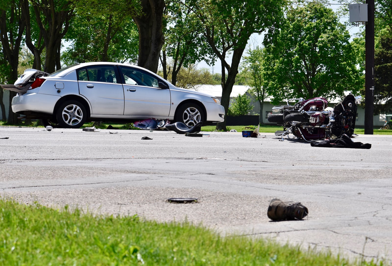 A medical helicopter was requested for a crash in Hamilton involving a motorcycle and a vehicle on Tuesday, May 7, 2019. Crews were dispatched at about 12:45 p.m. to the intersection of Fairgrove Avenue and Campbell Drive. NICK GRAHAM / STAFF