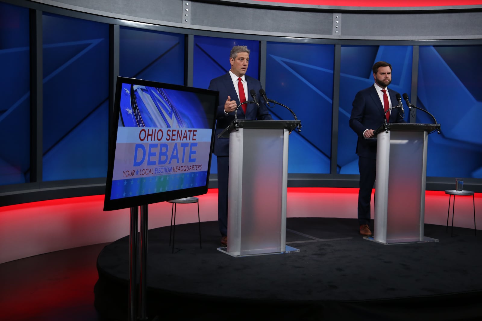 Democrat Tim Ryan and Republican J.D. Vance debated Monday night in Cleveland in a event hosted by WJW/Fox 8 TV. The two men are running for U.S. Senate in the Nov. 8 election.