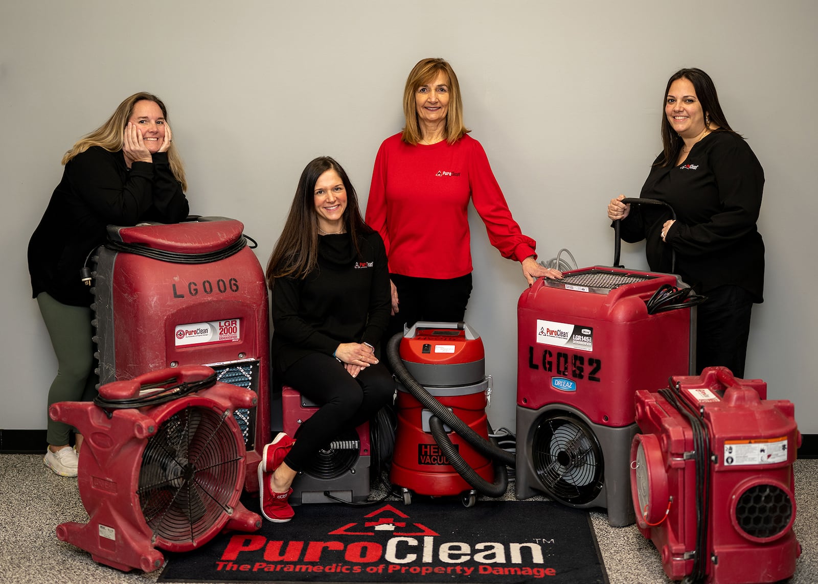 PuroClean Dayton is a family affair! L-R Megann Eversole, Britni Hurst (sitting), Becky Edgren, Lara Harshbarger