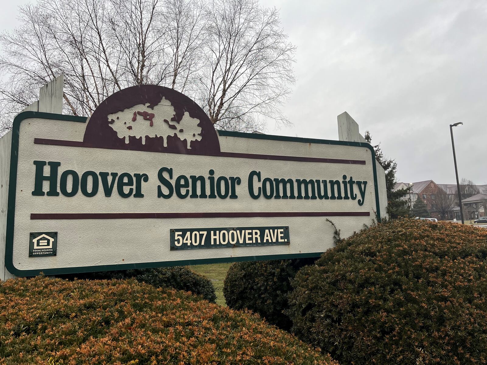 An entrance sign on the Hoover senior community campus in West Dayton. CORNELIUS FROLIK / STAFF