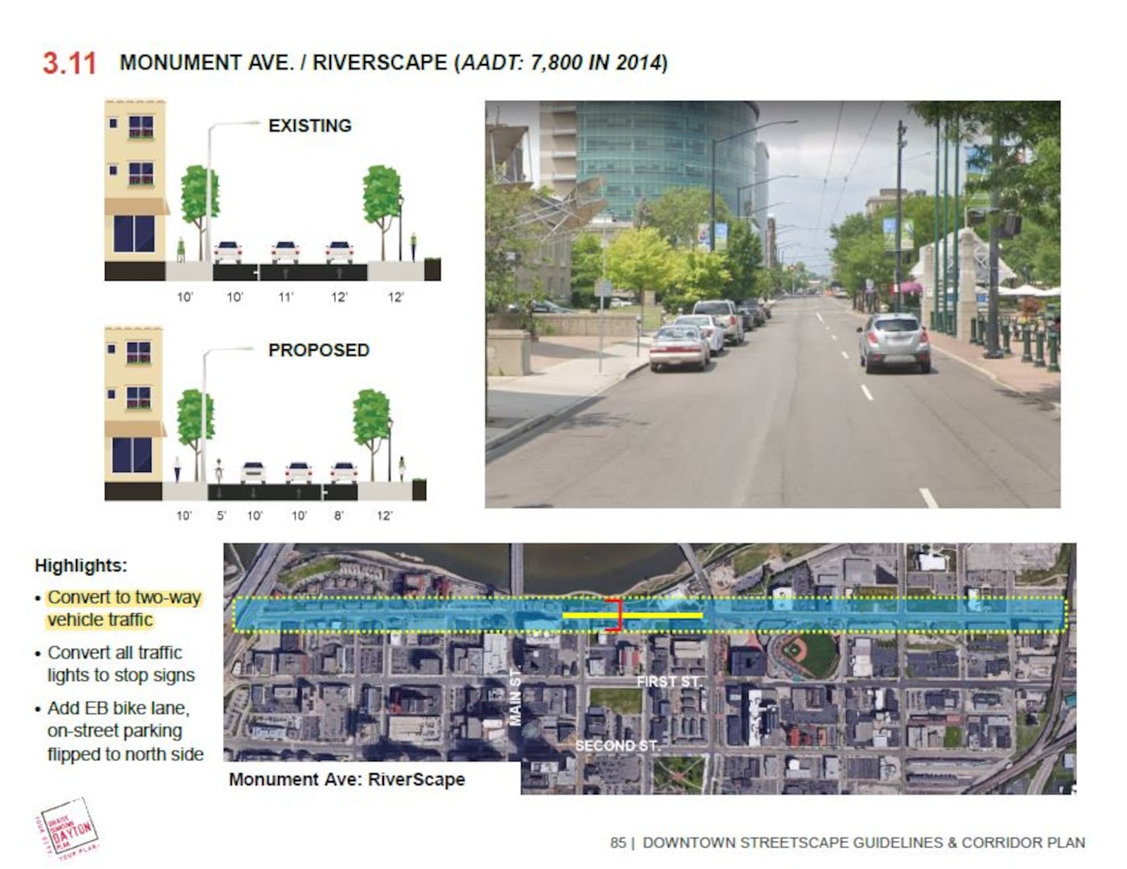 Plan calls for changing some downtown streets from one-way to two-way. CONTRIBUTED