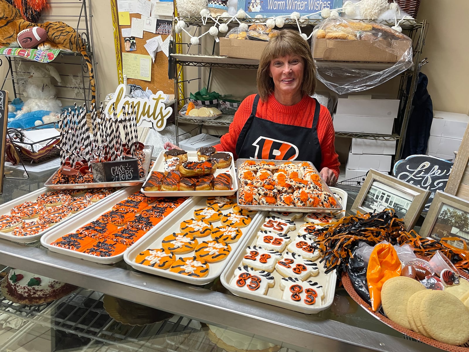 Ashley’s Pastry Shop, located at 21 Park Avenue in Oakwood, has a variety of Bengals-themed treats.