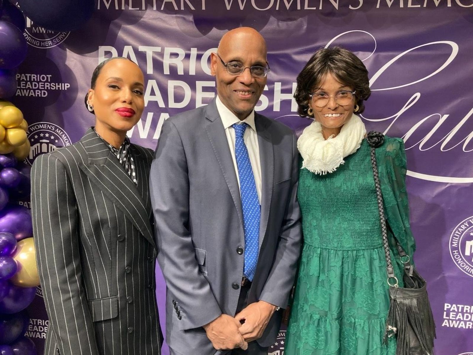 Left to right: Kerry Washington, Stanley Earley III and Judith Earley at the Military Women’s Memorial in Arlington, Virginia. PHOTO BY ELIZABETH HELM-FRAZIER