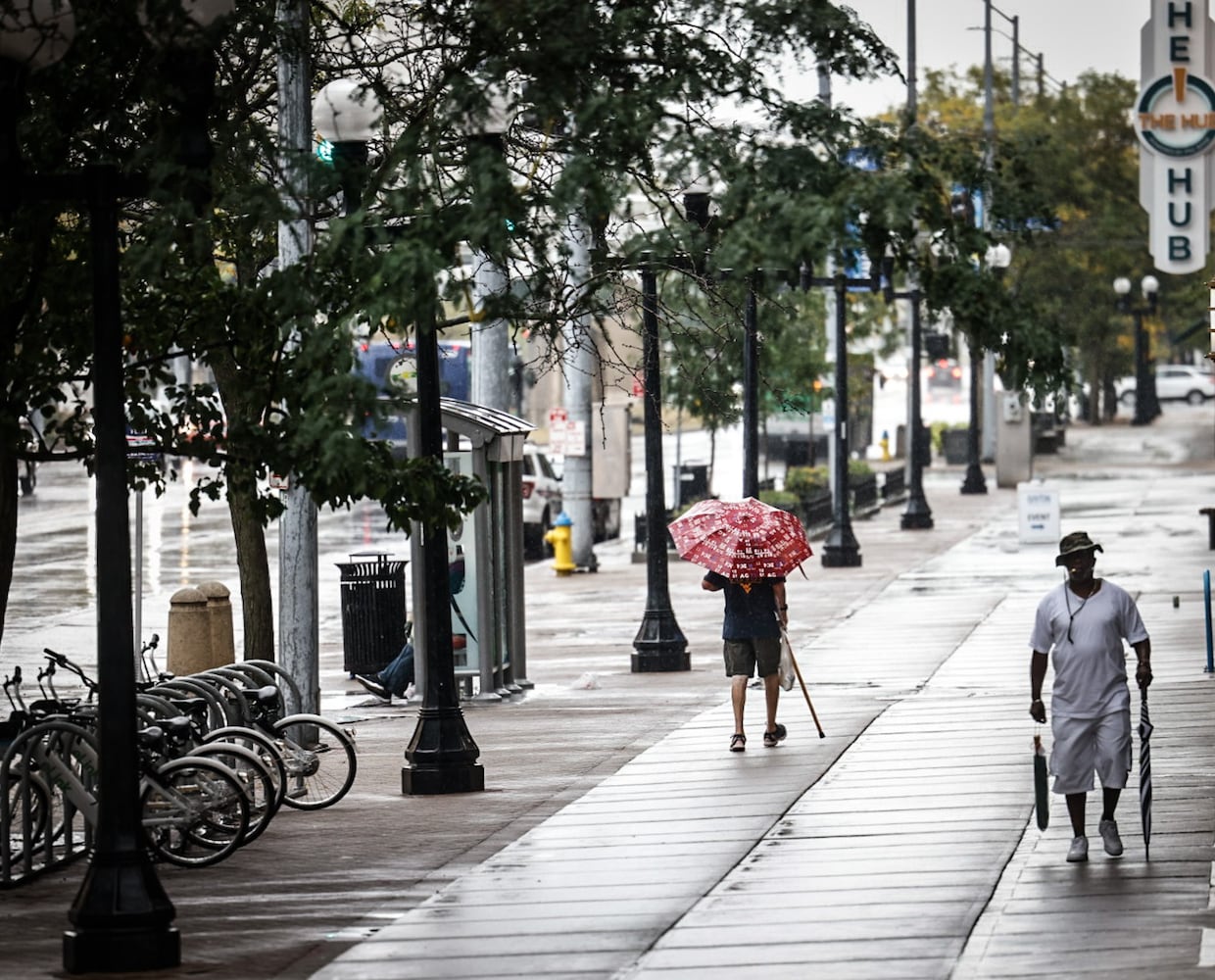 Rainy morning in downtown Dayton