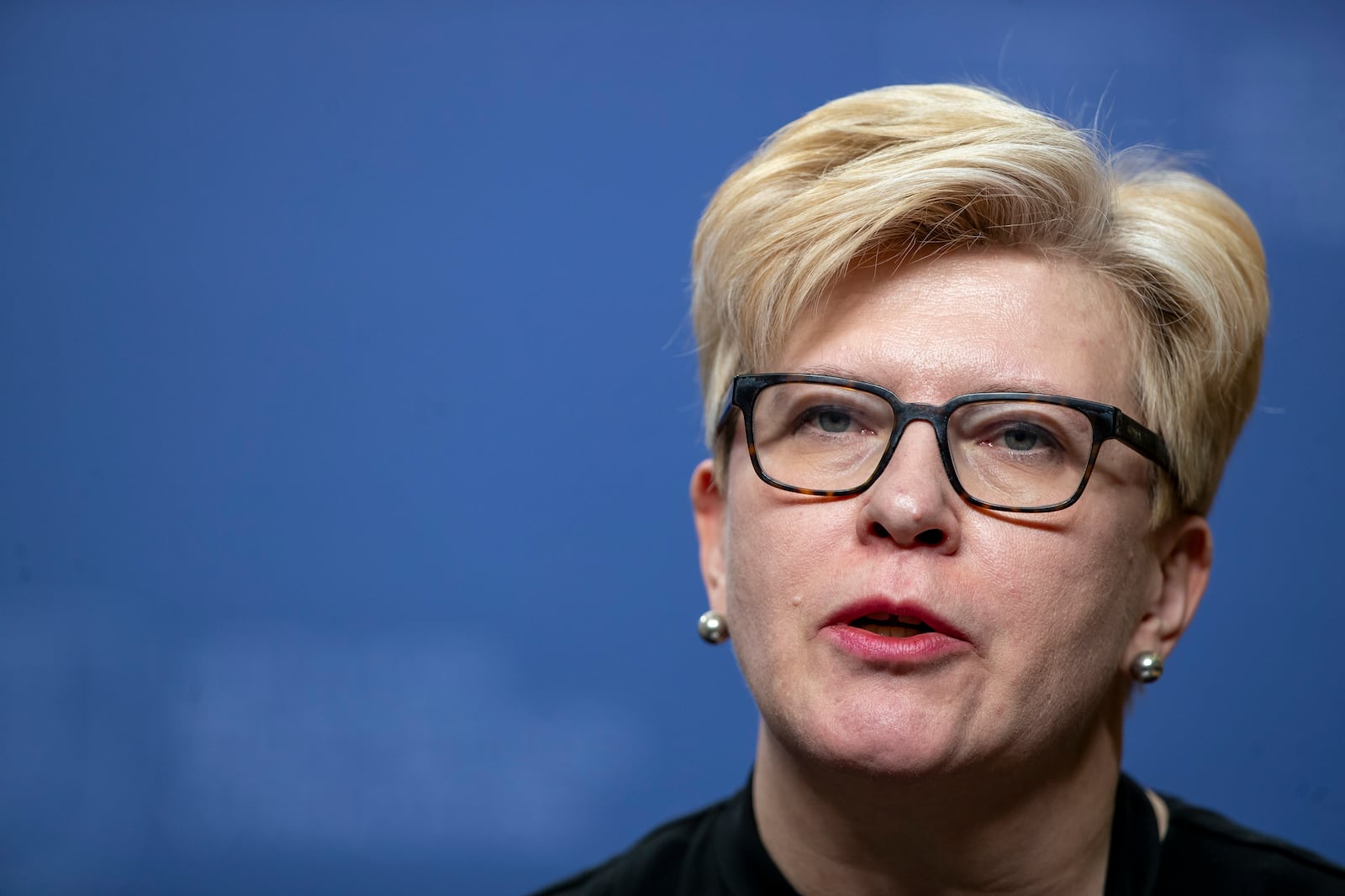 FILE - Lithuania's Prime Minister Ingrida Simonyte speaks during a news conference following his meeting with Poland's Prime Minister Donald Tusk at the government's headquarters in Vilnius, Lithuania, on March 4, 2024. (AP Photo/Mindaugas Kulbis, File)