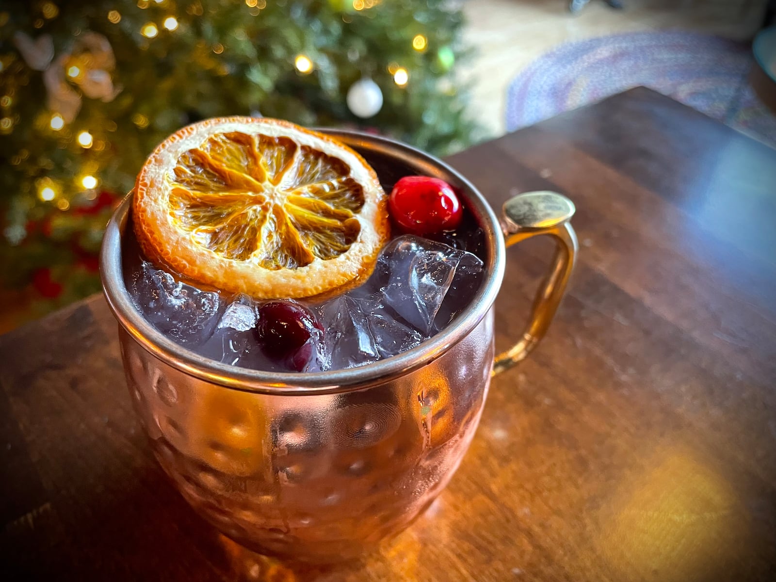 Two Social, located at 123 E. Third St. in Dayton, has eight holiday-themed cocktails on its menu. Pictured is the Christmas Mule. NATALIE JONES/STAFF