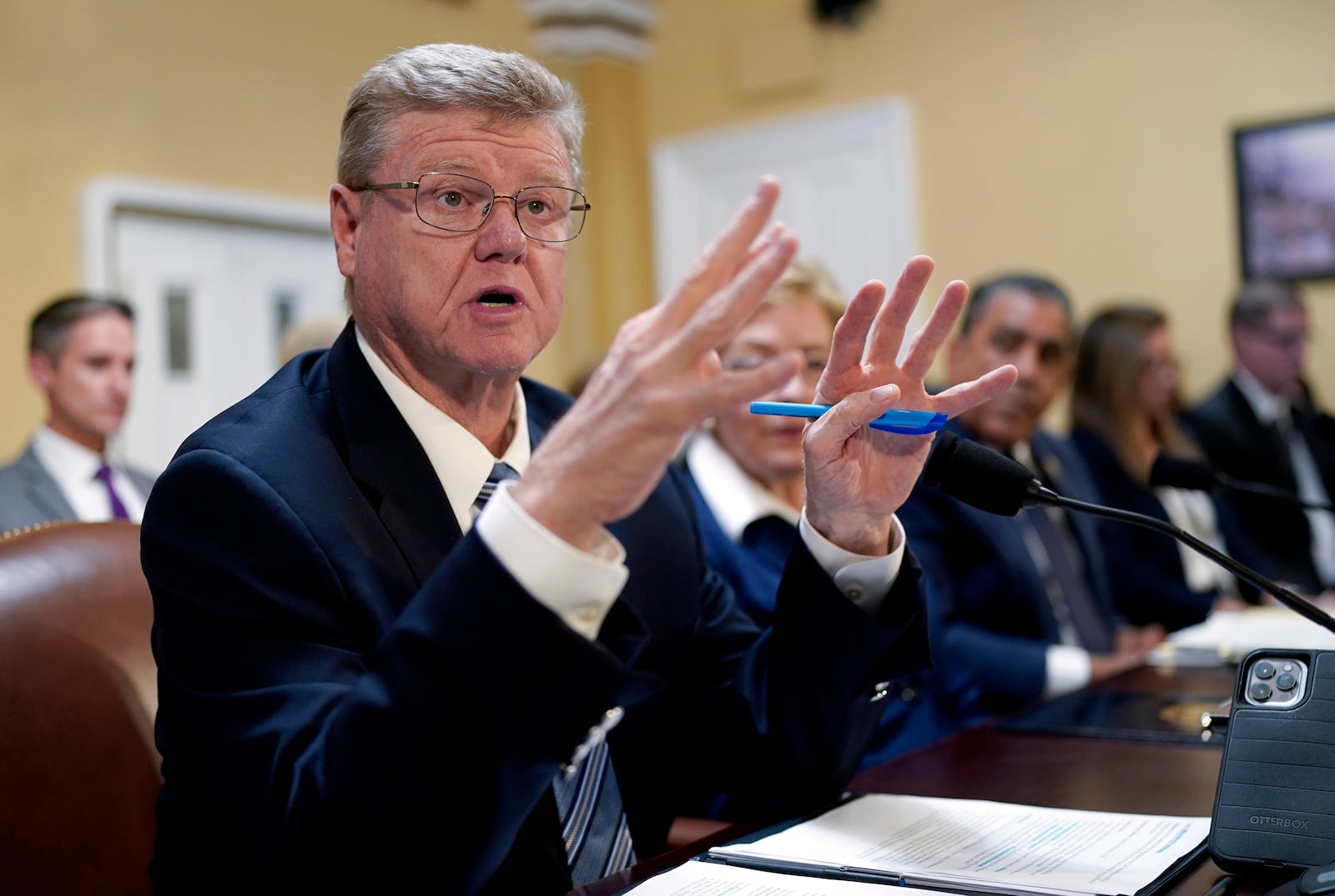 FILE - Rep. Mark Amodei, R-Nev., chairman of the House Appropriations Subcommittee on the Legislative Branch, speaks at the Capitol in Washington, Oct. 2, 2023. (AP Photo/J. Scott Applewhite, File)