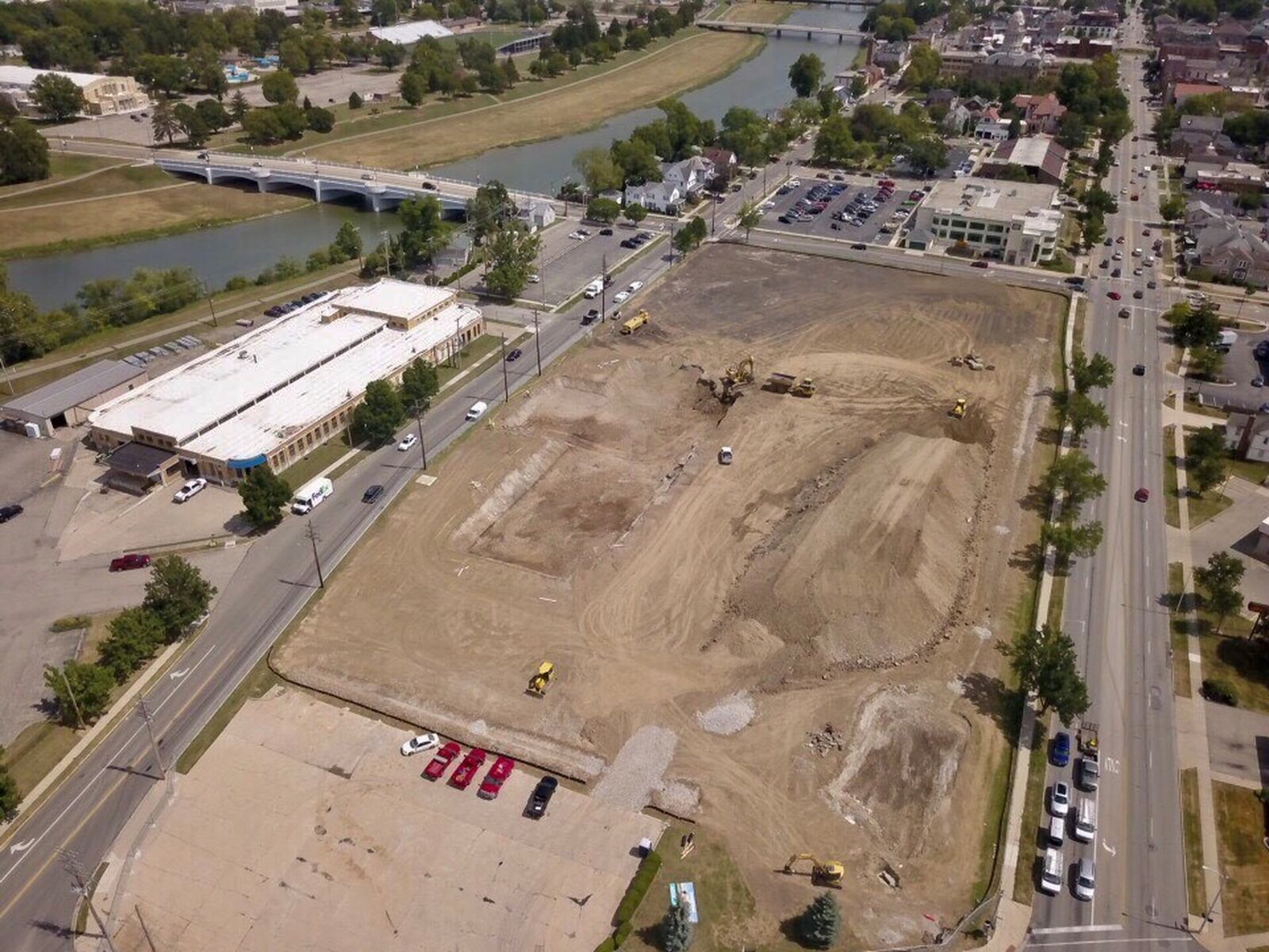 Work is ongoing at the site of a new Kettering Health Network hospital at 600 W. Main Street in Troy. The hospital will be nearly 100,000 square feet and three stories. ERIC DIETRICH / STAFF