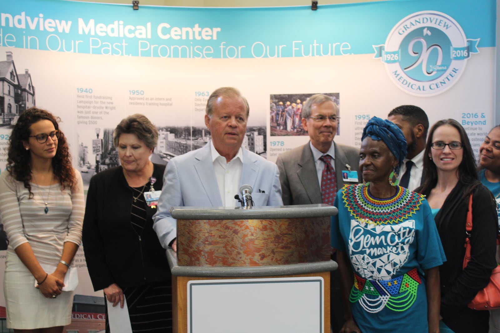 Former U.S. Congressman and Ambassador Tony Hall at a press conference about the Gem City Market at Grandview Medical Center in 2018. CORNELIUS FROLIK / STAFF