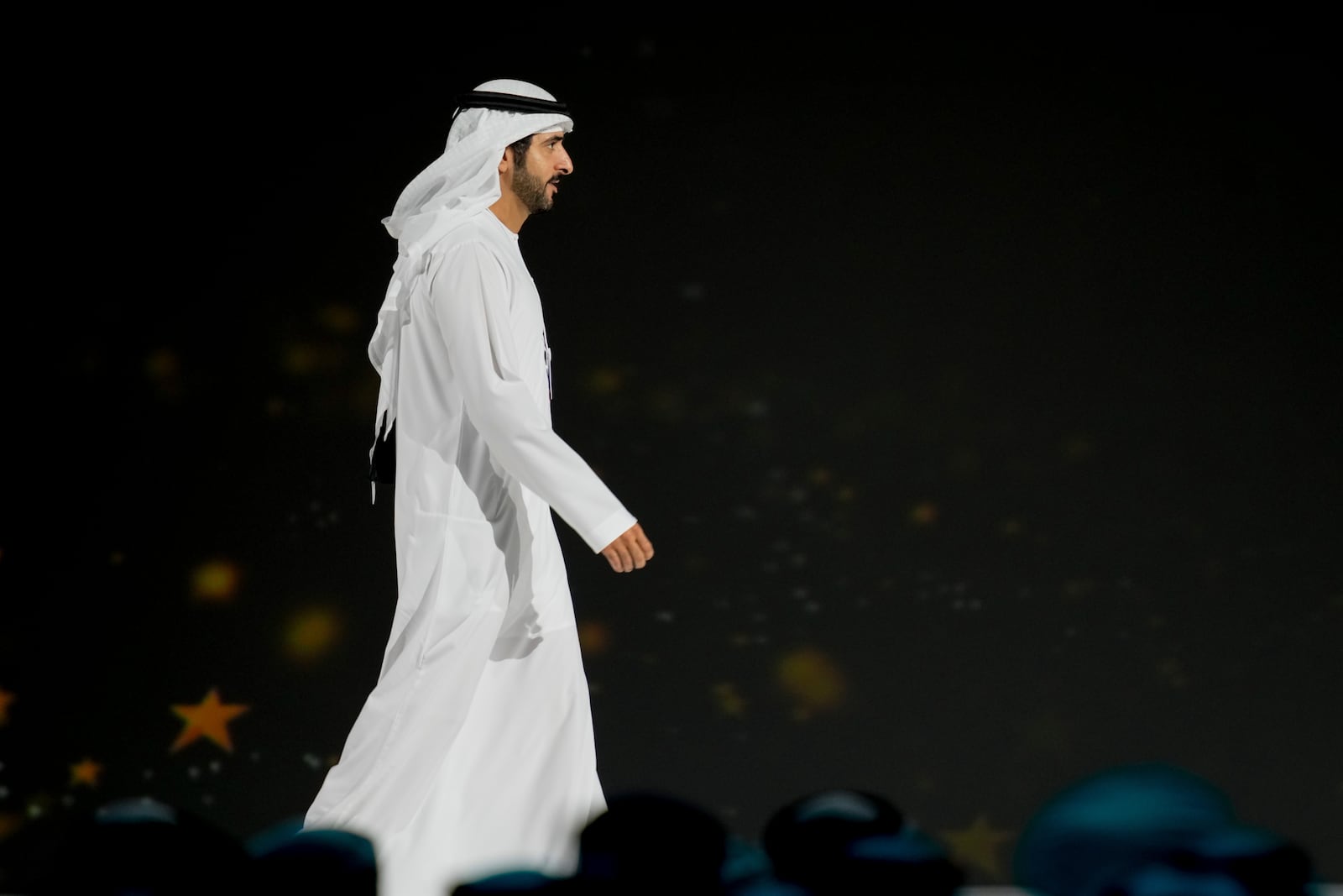 Dubai Crown Prince Sheikh Hamdan bin Mohammed Al Maktoum arrives at a ceremony to present the Global Teacher Prize in Dubai, United Arab Emirates, Thursday, Feb. 13, 2025. (AP Photo/Altaf Qadri)