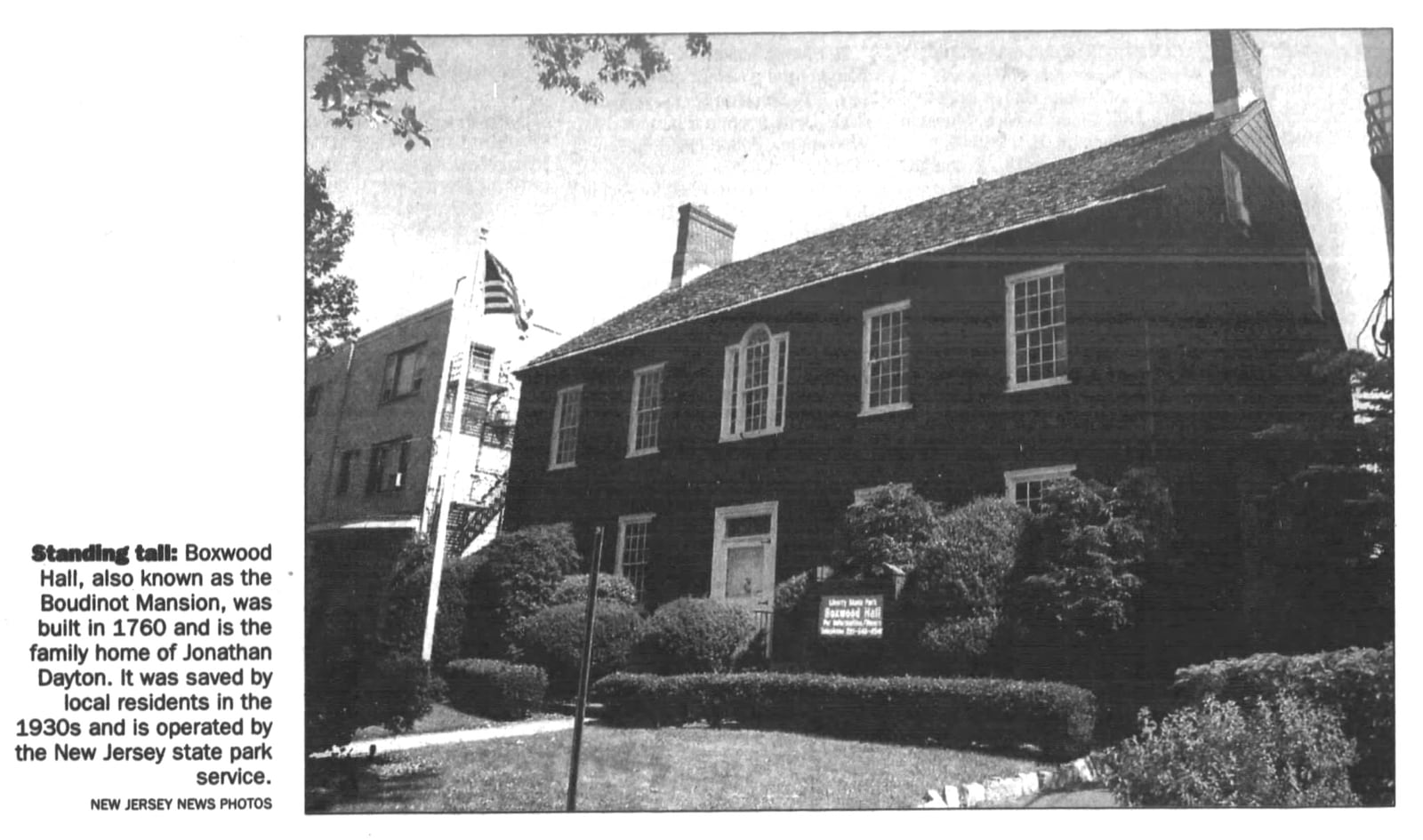 The family of Jonathan Dayton lived at Boxwood Hall in New Jersey, which at the time was an 18-room Georgian mansion. DAYTON DAILY NEWS ARCHIVES