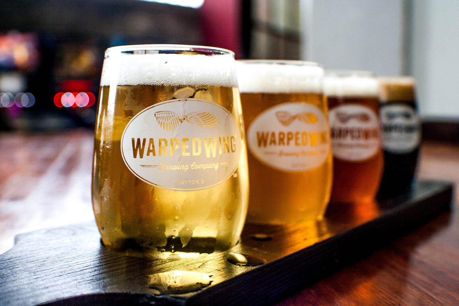 A flight of beer from Dayton's Warped Wing brewery. CONTRIBUTED