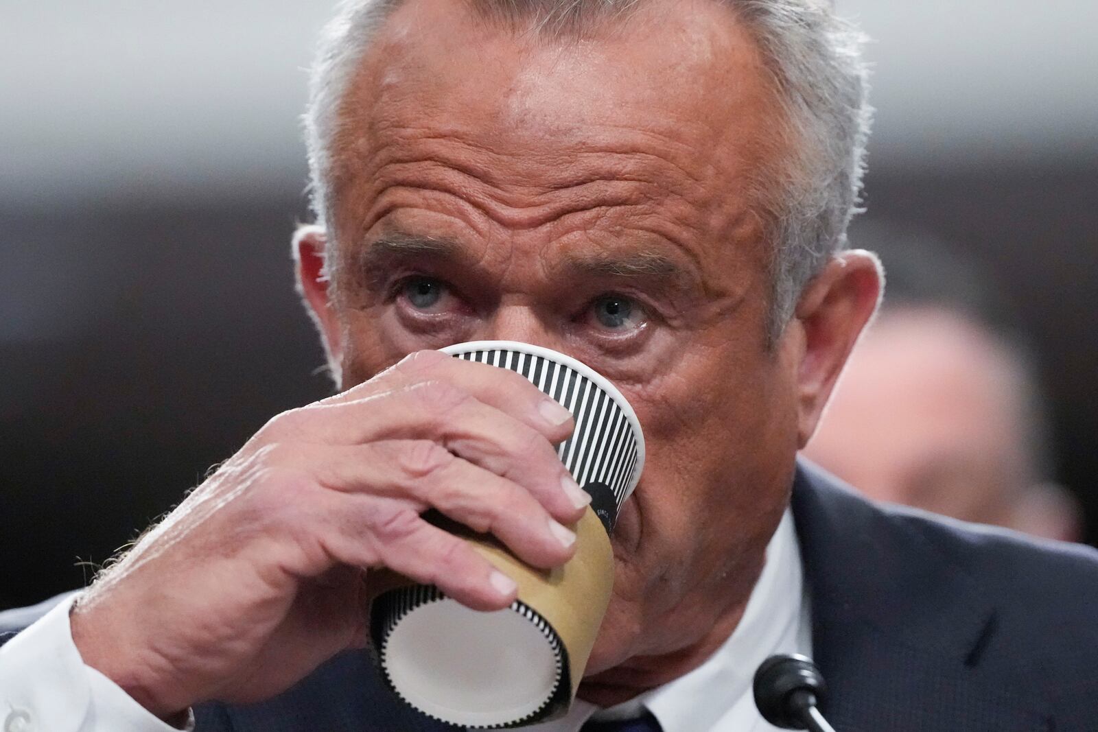 Robert F. Kennedy Jr., President Donald Trump's choice to be Secretary of Health and Human Services, appears before the Senate Finance Committee for his confirmation hearing, at the Capitol in Washington, Wednesday, Jan. 29, 2025. (AP Photo/Ben Curtis)