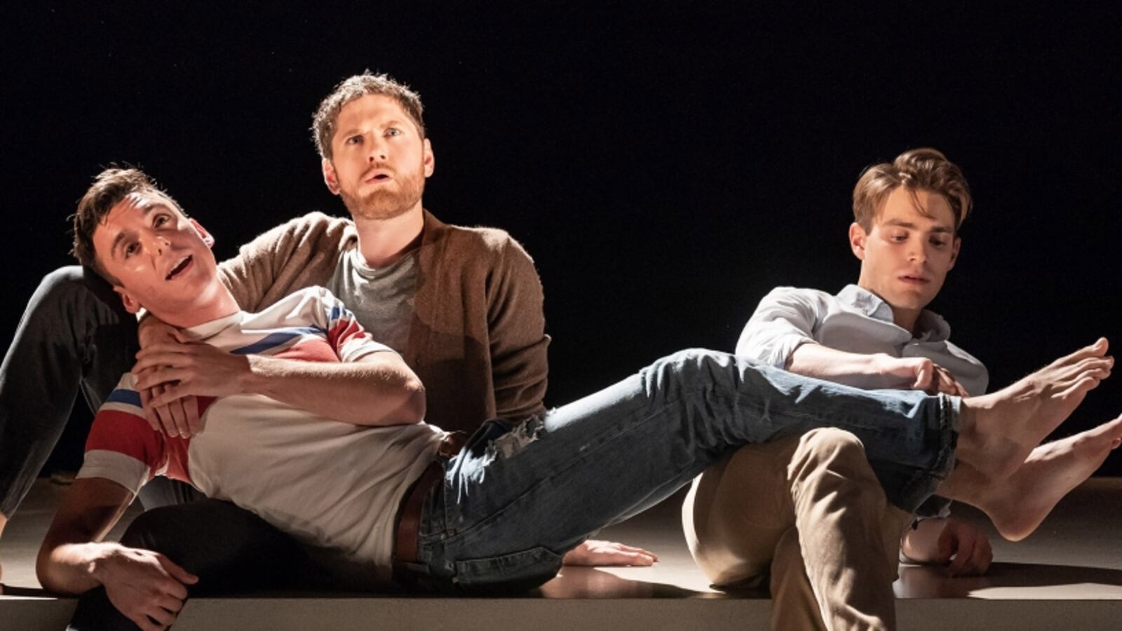 (left to right) Samuel H. Levine (Adam/Leo), Kyle Soller (Eric Glass) and Tony nominee Andrew Burnap (Toby Darling) in "The Inheritance." CONTRIBUTED