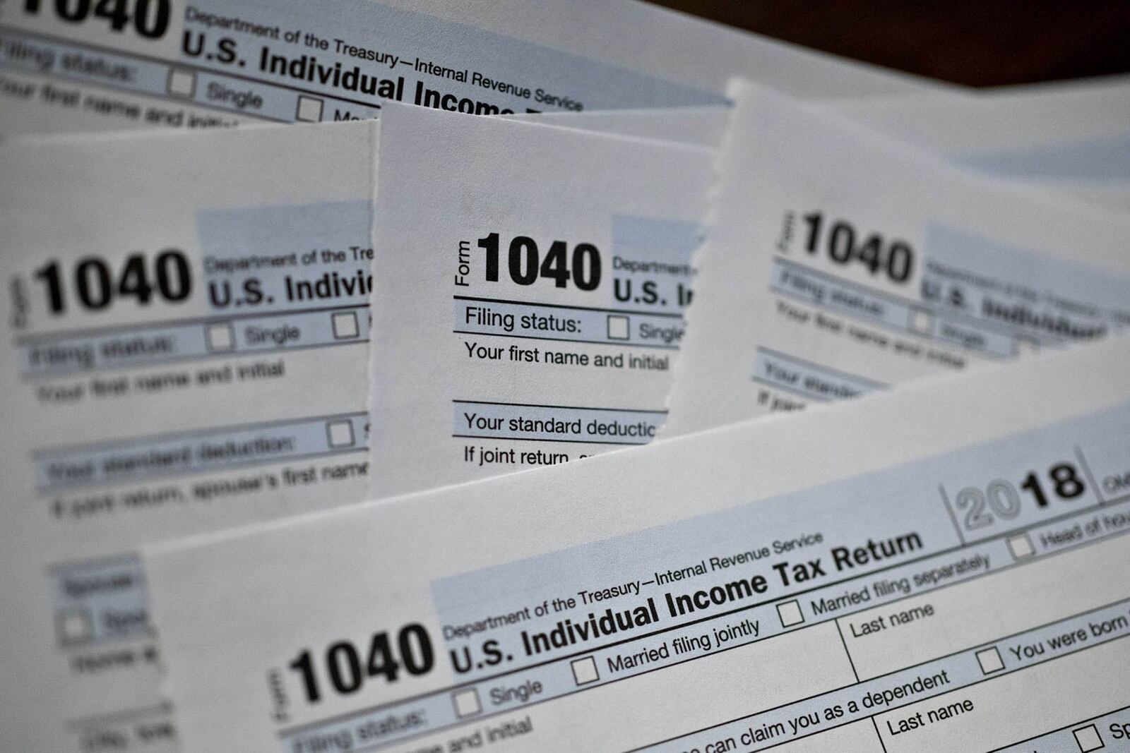 IRS 1040 individual tax forms. Bloomberg photo by Daniel Acker.