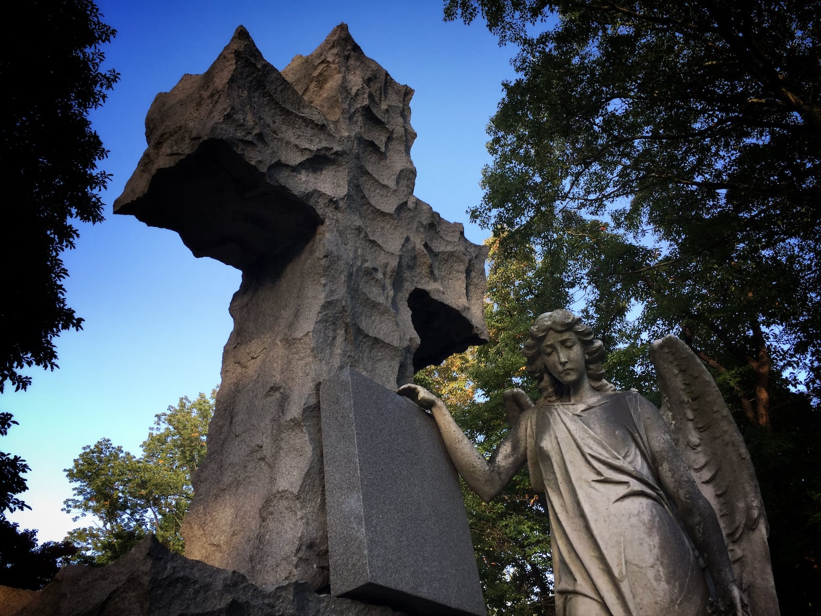 Asa McMillan's "Angel" is the most photographed gravestone at Woodland Cemetery.