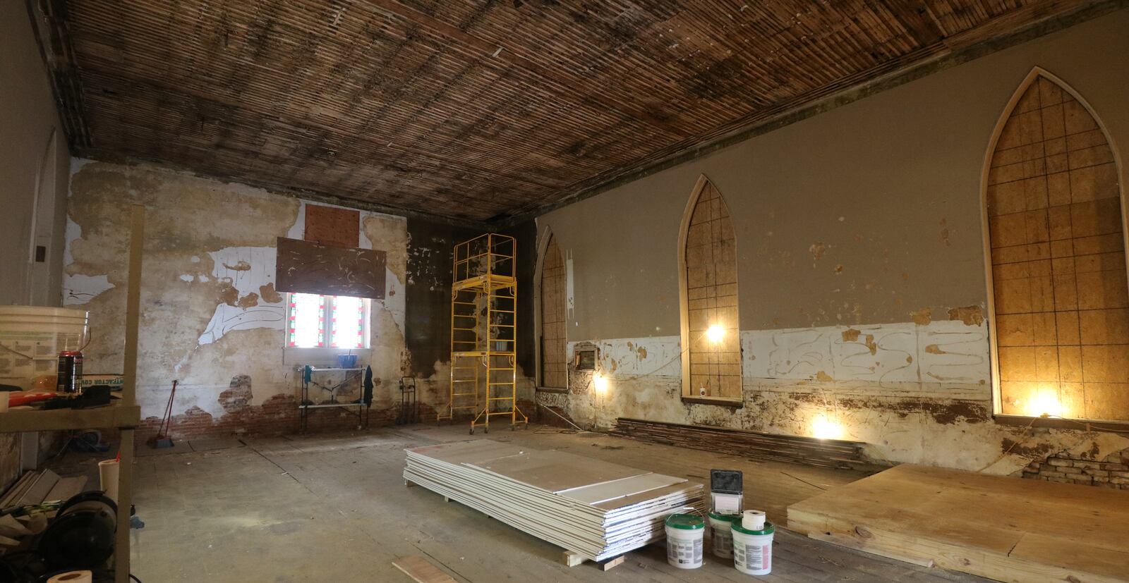 Scott Strayer's company spent close to $1 million turning a 190-year-old Troy church into a new wedding and event venue. This photo shows the inside before renovations. CONTRIBUTED PHOTO