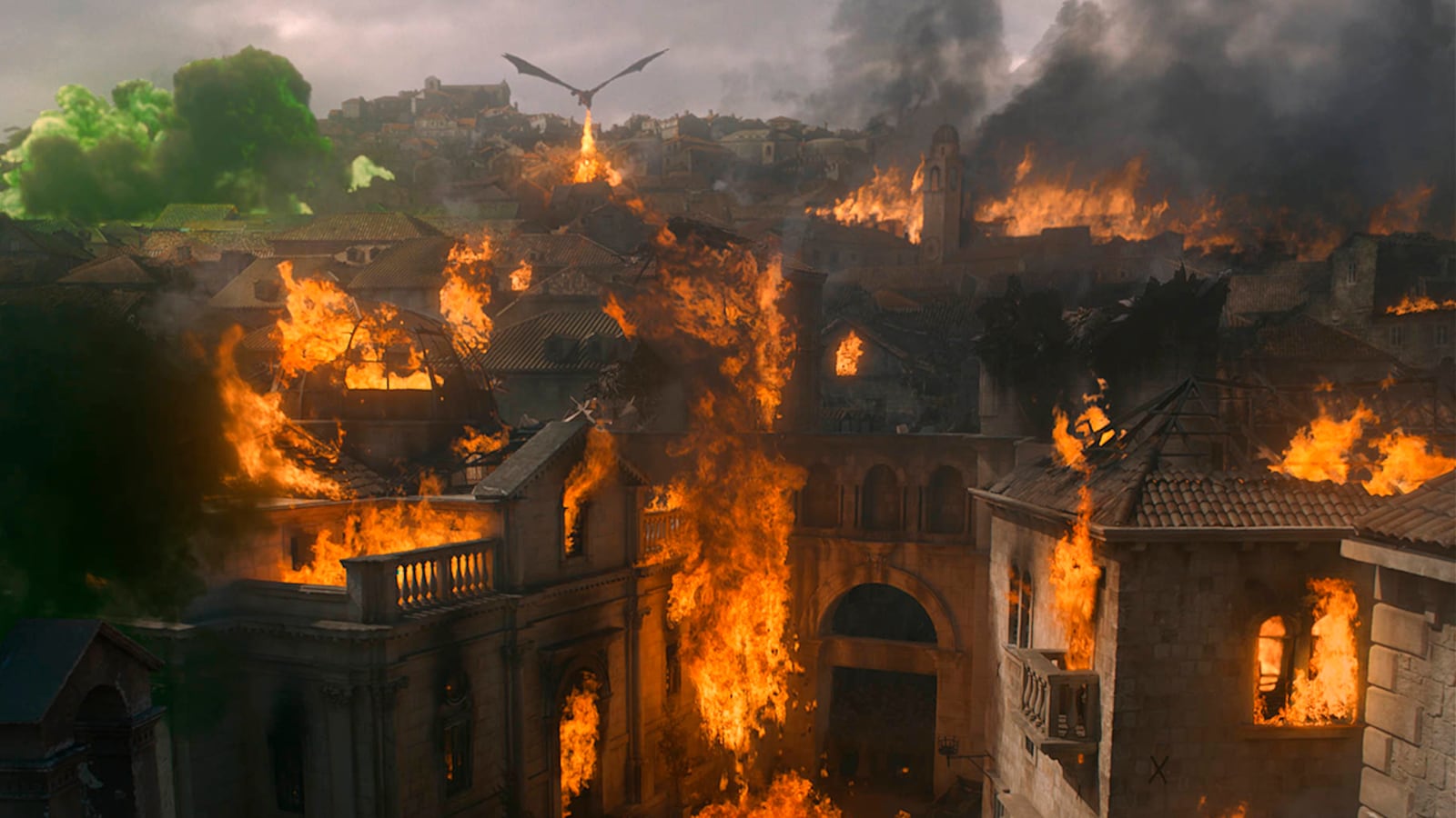 This image released by HBO shows a scene from "Game of Thrones," that aired Sunday, May 12, 2019. Daenerys has reduced King's Landing to ashes in a dramatic, heart-stopping episode of Game of Thrones, but don't count the city out. Despite the horrifying death and destruction, the city is likely to rebound, over time, and will probably reclaim its glory as the wealthy capital of Westeros.