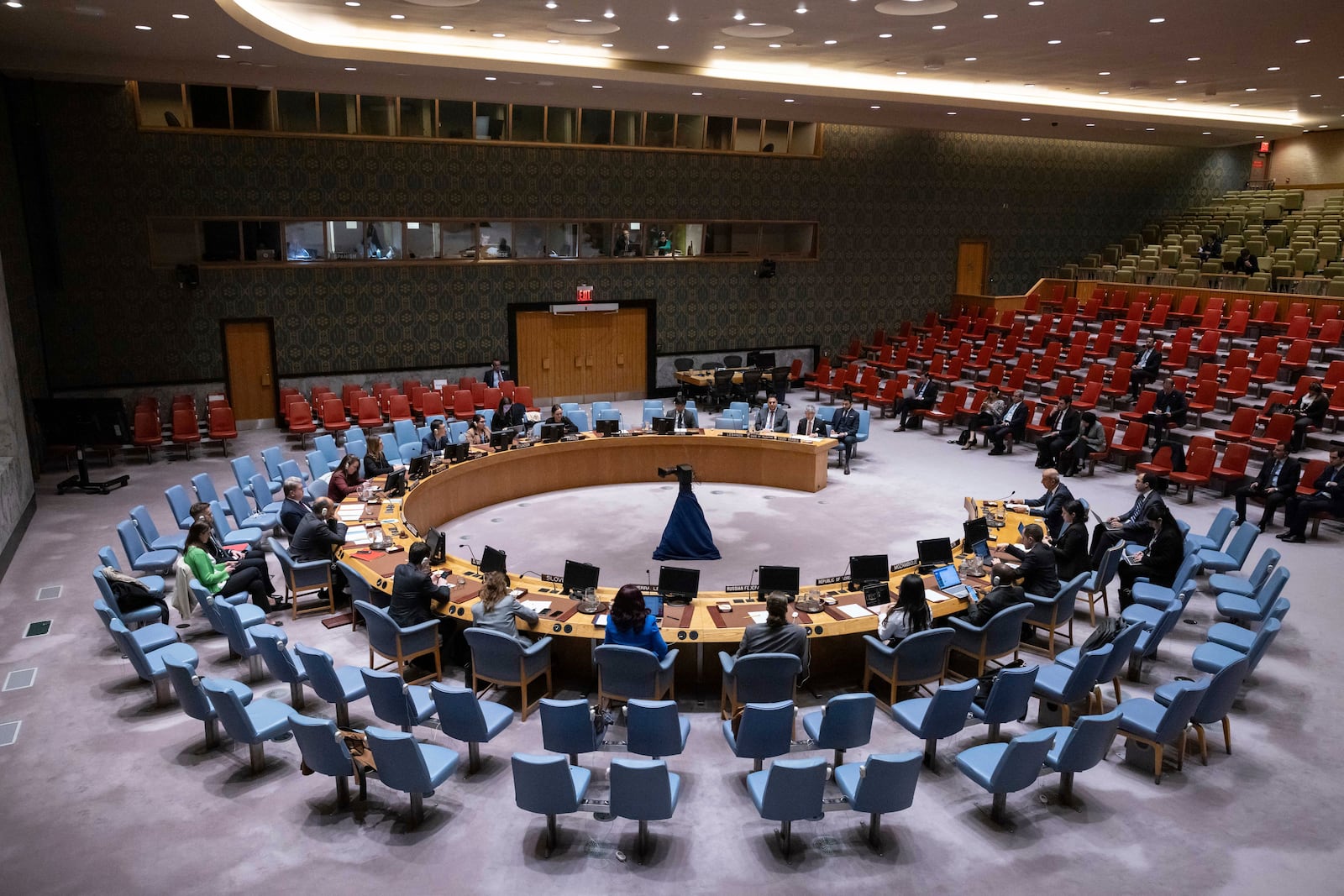 A general view shows a Security Council meeting at United Nations headquarters, Tuesday, Nov. 19, 2024. (AP Photo/Yuki Iwamura)