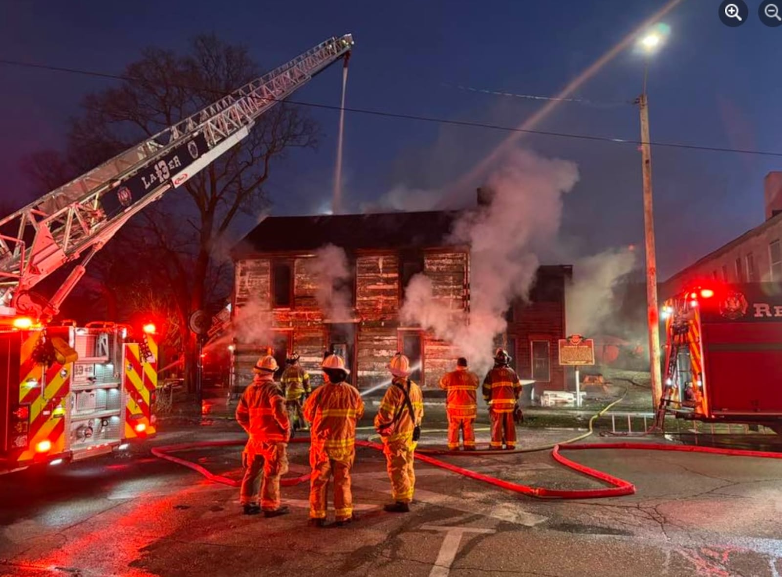 The Overfield Tavern Museum in Troy was heavily damaged in a fire Saturday morning. VIA FACEBOOK