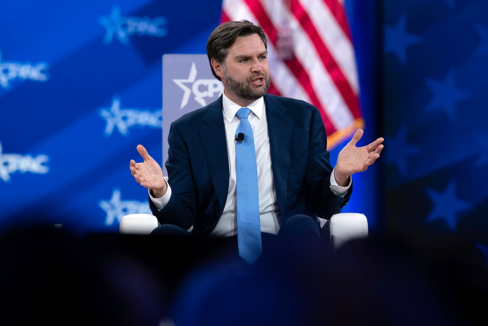 Vice President JD Vance, speaks during the Conservative Political Action Conference, CPAC 2025, at the National Harbor, in Oxon Hill, Md., Thursday, Feb. 20, 2025. (AP Photo/Jose Luis Magana)