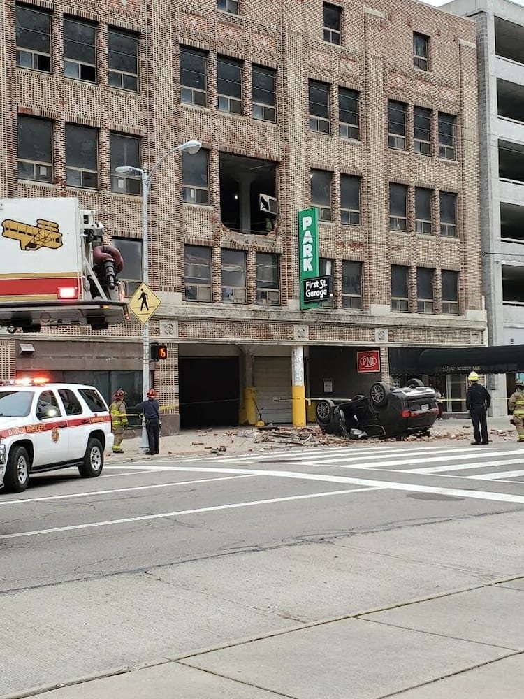 Car falls through Dayton parking garage