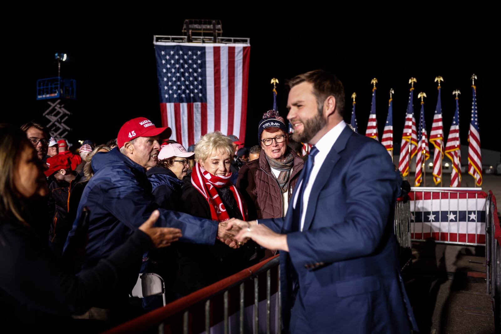 J.D. Vance speaks to an enthusiastic crowd Monday night, Nov. 7, 2022, at the Donald Trump rally at Wright Brothers Aero at the Dayton International Airport. Vance is a Republican running for U.S. Senate in Ohio. JIM NOELKER/STAFF