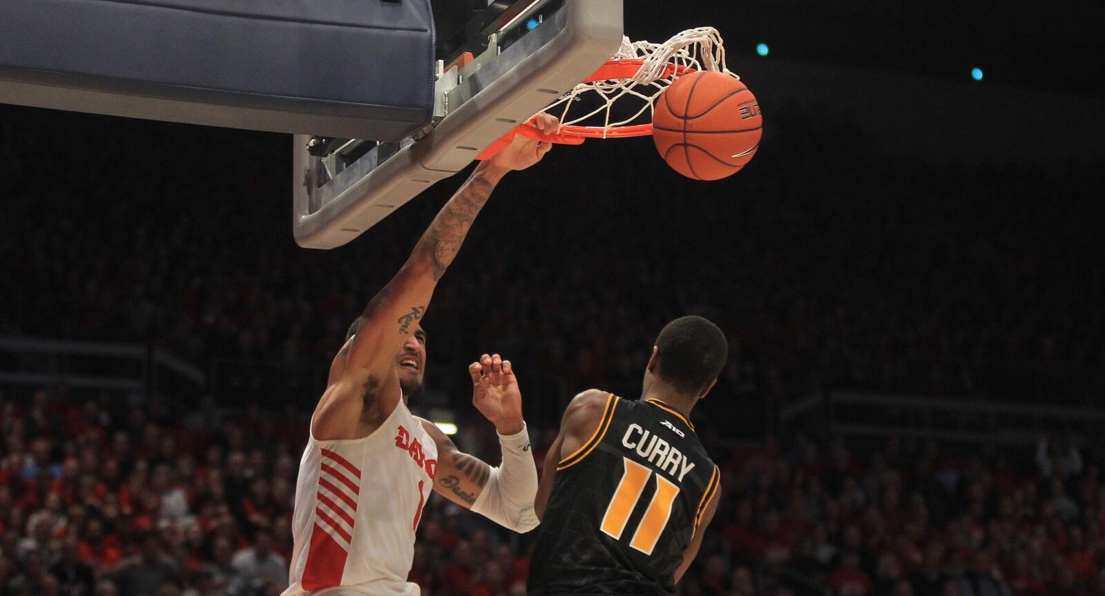 Dayton’s Obi Toppin dunks against Virginia Commonwealth on Tuesday, Jan. 14, 2020, at UD Arena.