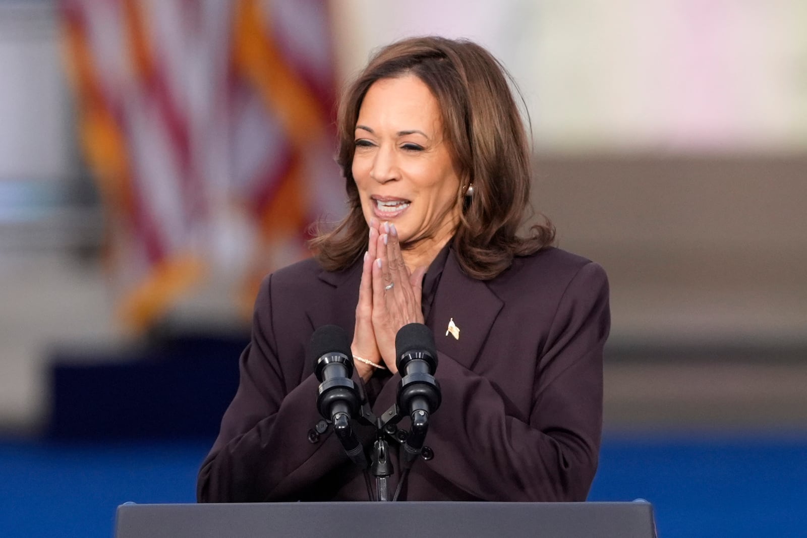 Vice President Kamala Harris delivers a concession speech for the 2024 presidential election on the campus of Howard University in Washington, Wednesday, Nov. 6, 2024. (AP Photo/J. Scott Applewhite)