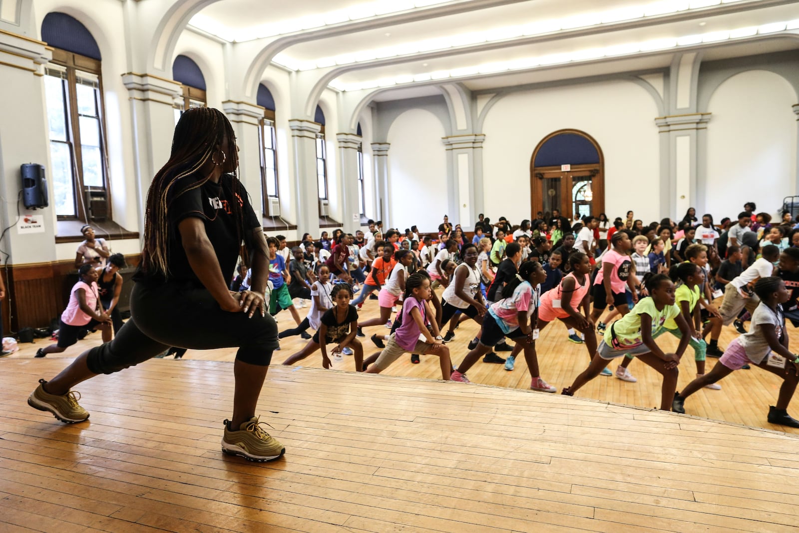 Step Afrika!, seen here in an educational setting, will be performed Nov. 9 at the Victoria Theatre. CONTRIBUTED