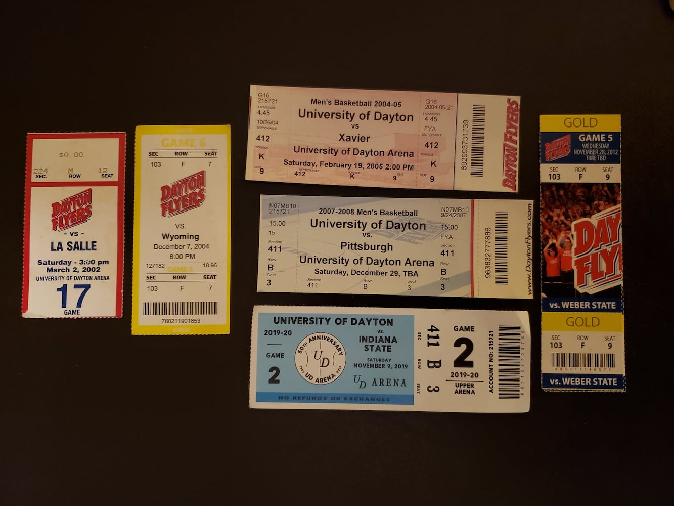 Dayton Flyers ticket stubs