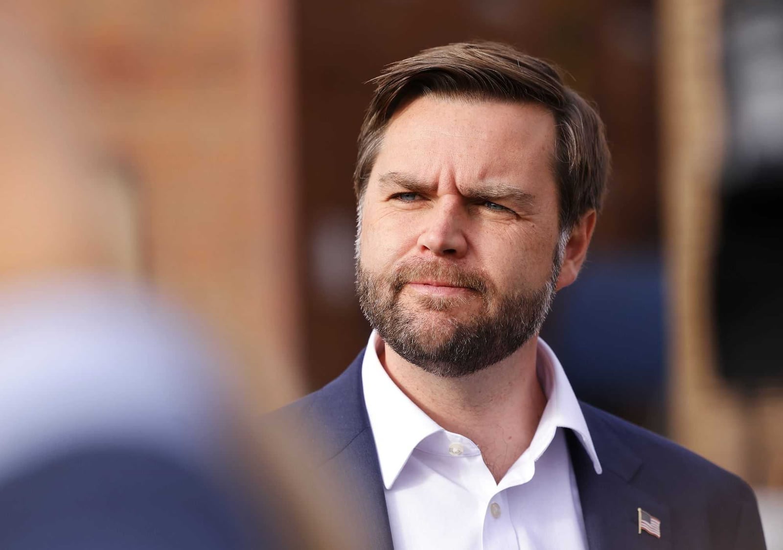 JD Vance speaks to media after voting with his wife and kids in Cincinnati. NICK GRAHAM/STAFF