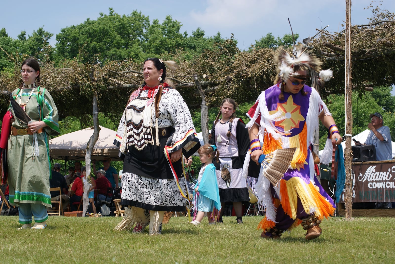 Women and men of the Miami Valley Council for Native Americans spend weeks hand-crafting their customized traditional attire for the Keeping the Tradition Pow Wow at  SunWatch Indian Village.