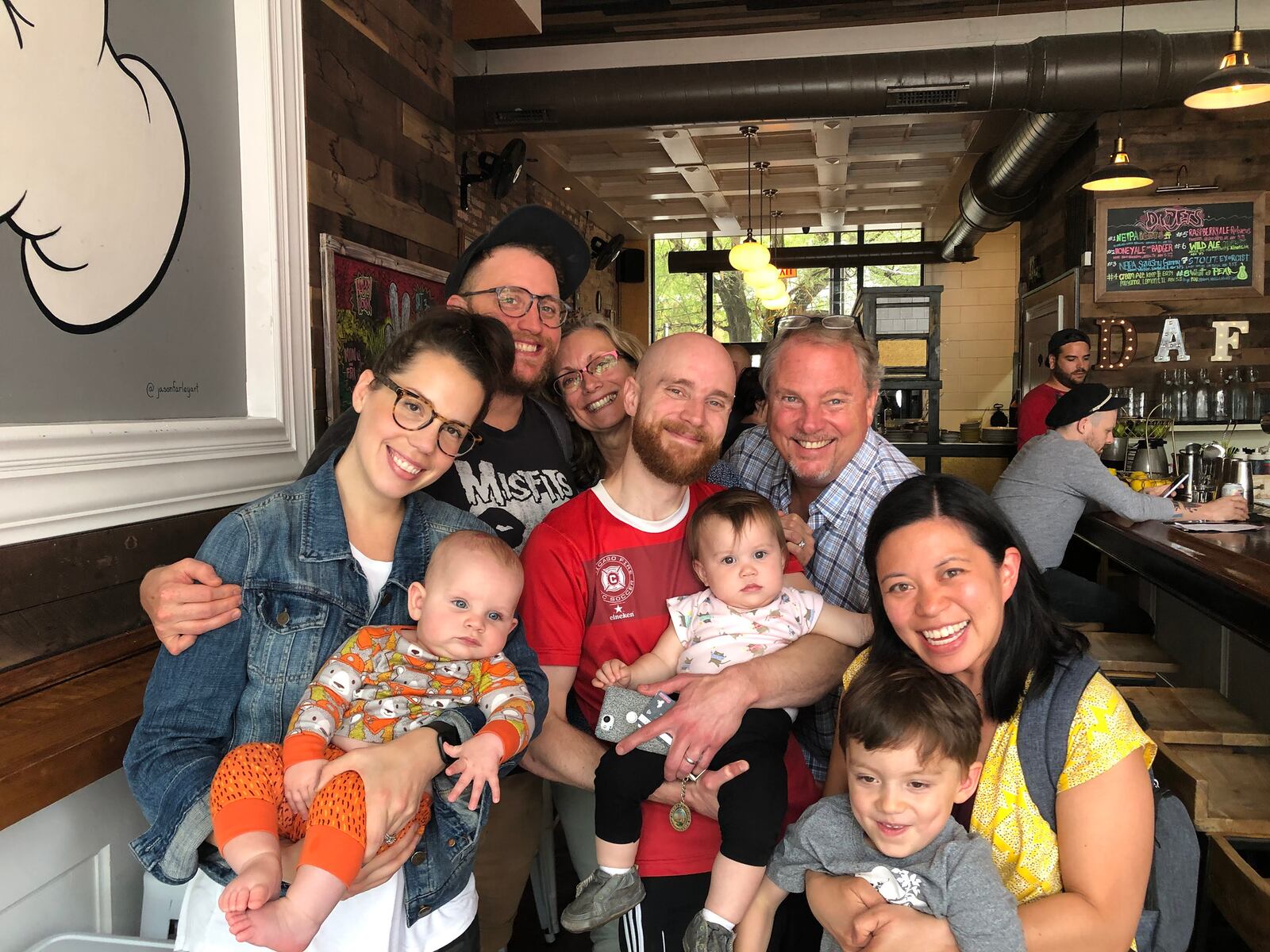 Grant with his family at a retaurant in Chicago in 2019. Son Taylor owns his own restaurant in Chicago today. L-R

Erica (Taylor's wife), Taylor and son Atlas, wife Connie, son Jacob with daughter Zenna, Grant and Jacob's wife, Jamie with son Javier.jpg