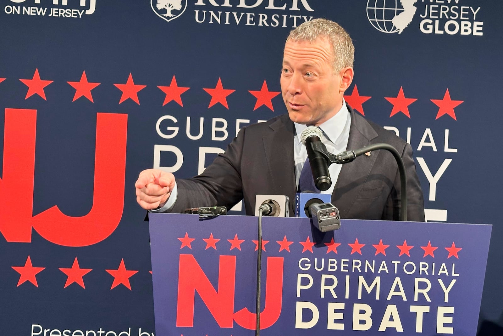 FILE - U.S. Rep. Josh Gottheimer speaks after the Democratic gubernatorial debate at Rider University in Lawrenceville, New Jersey, on Feb. 2, 2025. (AP photo/Mike Catalini, File)