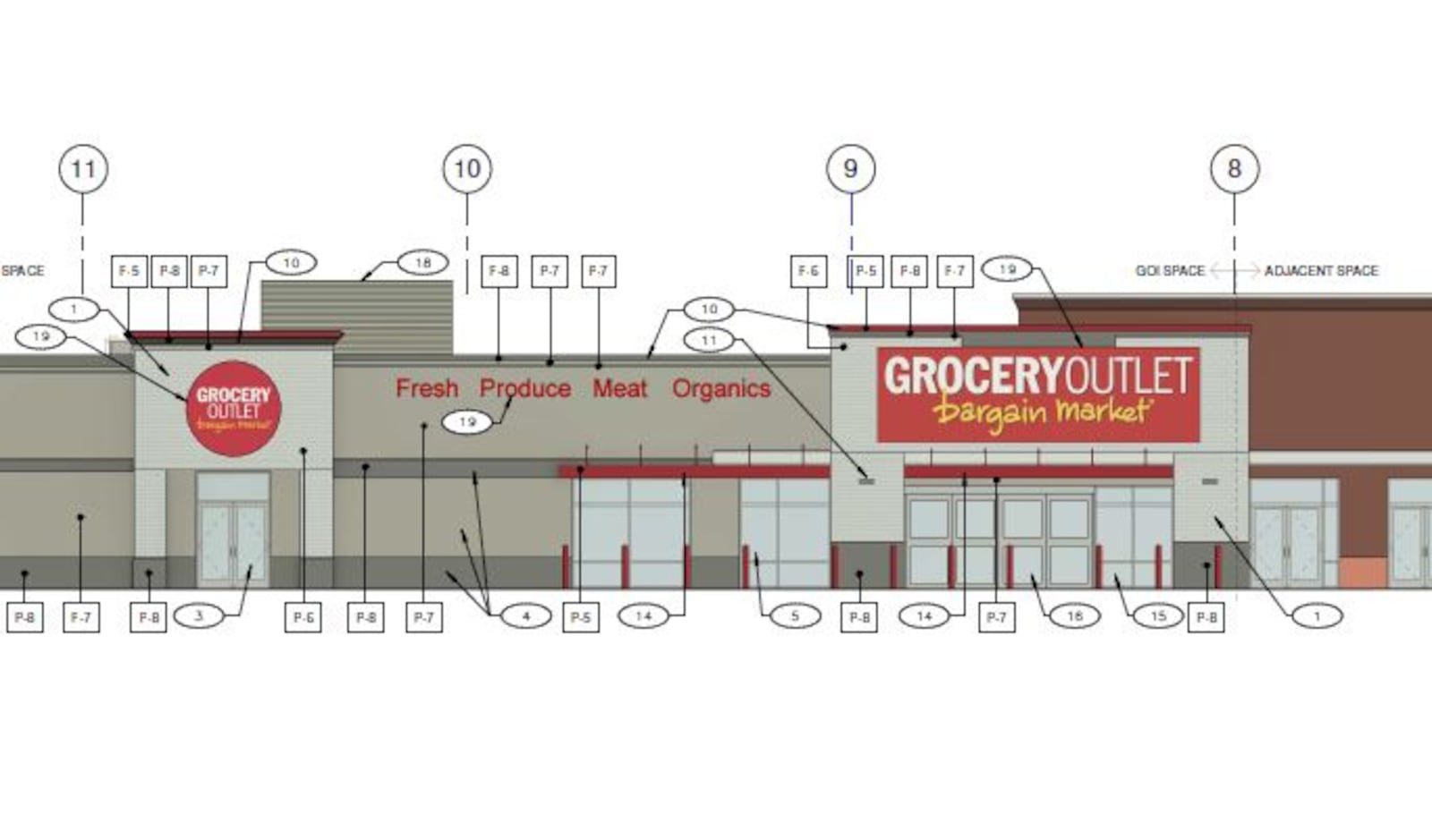 Grocery Outlet Bargain Market is looking to open locations in Centerville and Englewood. Plans submitted to Centerville show what the store's exterior will look like. CONTRIBUTED