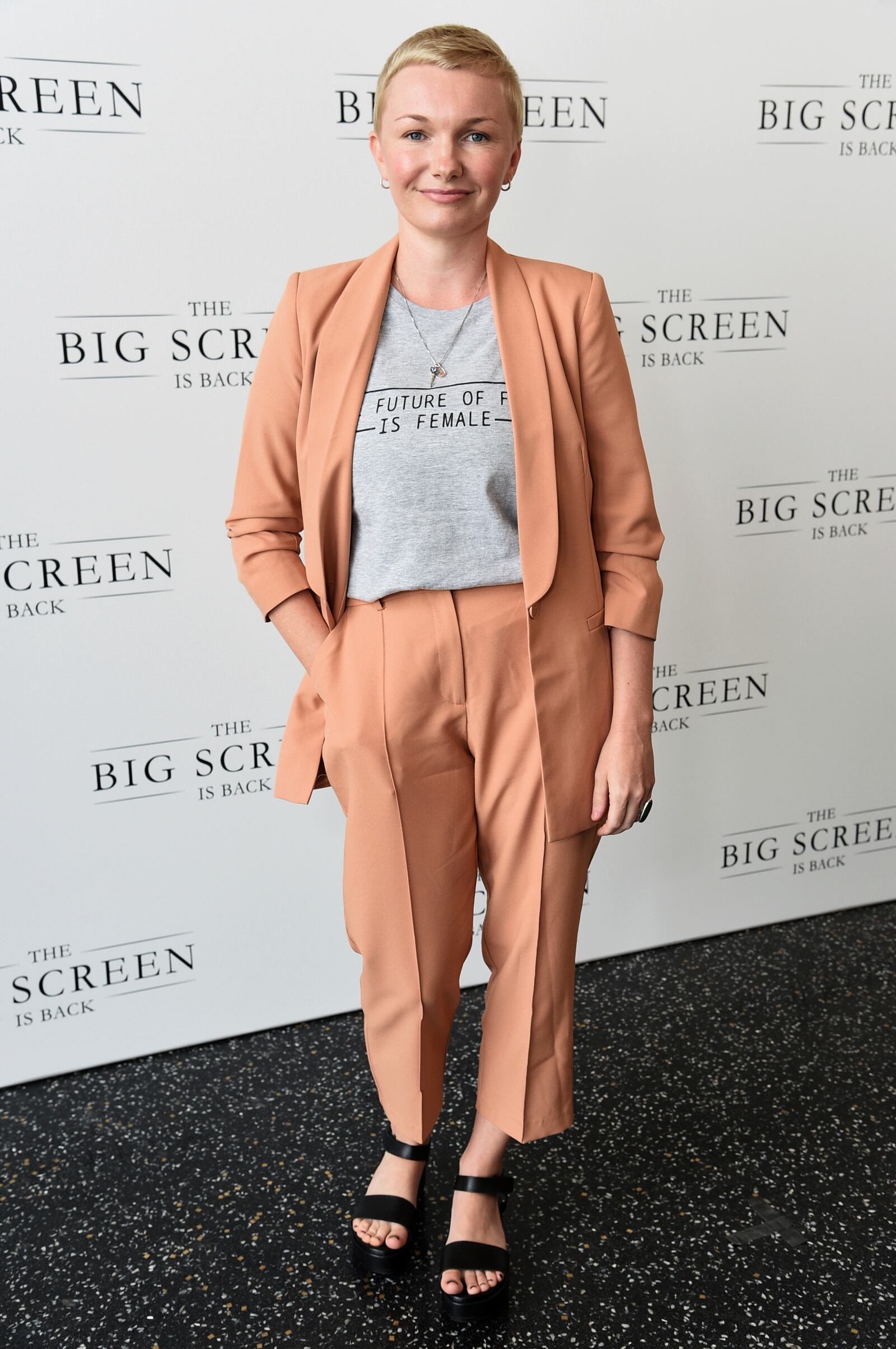 Nicole Riegel arrives at "The Big Screen is Back" media event, including 10 studios convening to showcase a sampling of their summer movie releases, on Wednesday, May 19, 2021, at AMC Century City 15 in Los Angeles. (Photo by Richard Shotwell/Invision/AP)