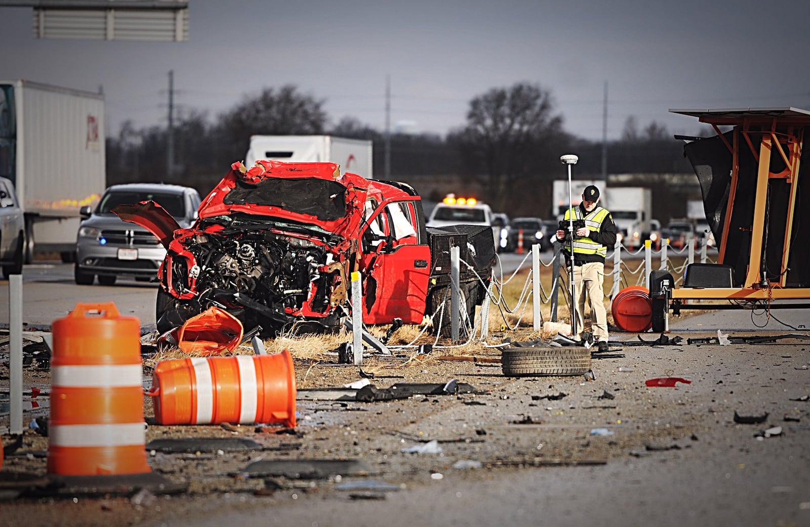 The Ohio State Highway Patrol is mourning the tragic loss of Motor Carrier Enforcement Inspector Kimra Skelton following an on-duty traffic crash Wednesday morning, Nov. 27, 2019, in Miami County. MARSHALL GORBY/STAFF