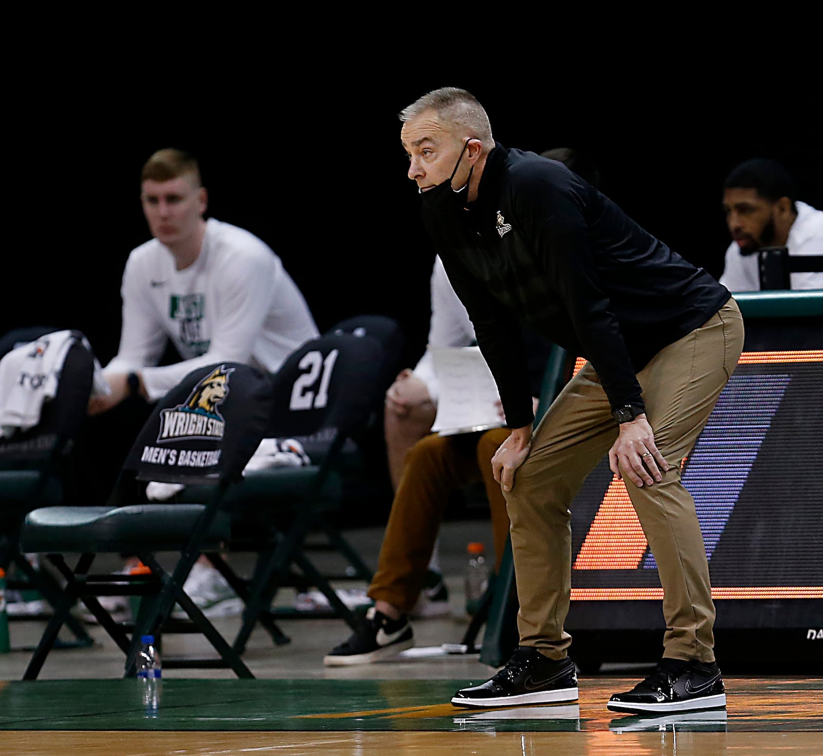 Wright State head coach Scott Nagy watches his team take on Milwaukee during a Horizon League quarterfinal at the Nutter Center in Fairborn Mar. 2, 2021. Wright State lost 94-92. E.L. Hubbard/CONTRIBUTED