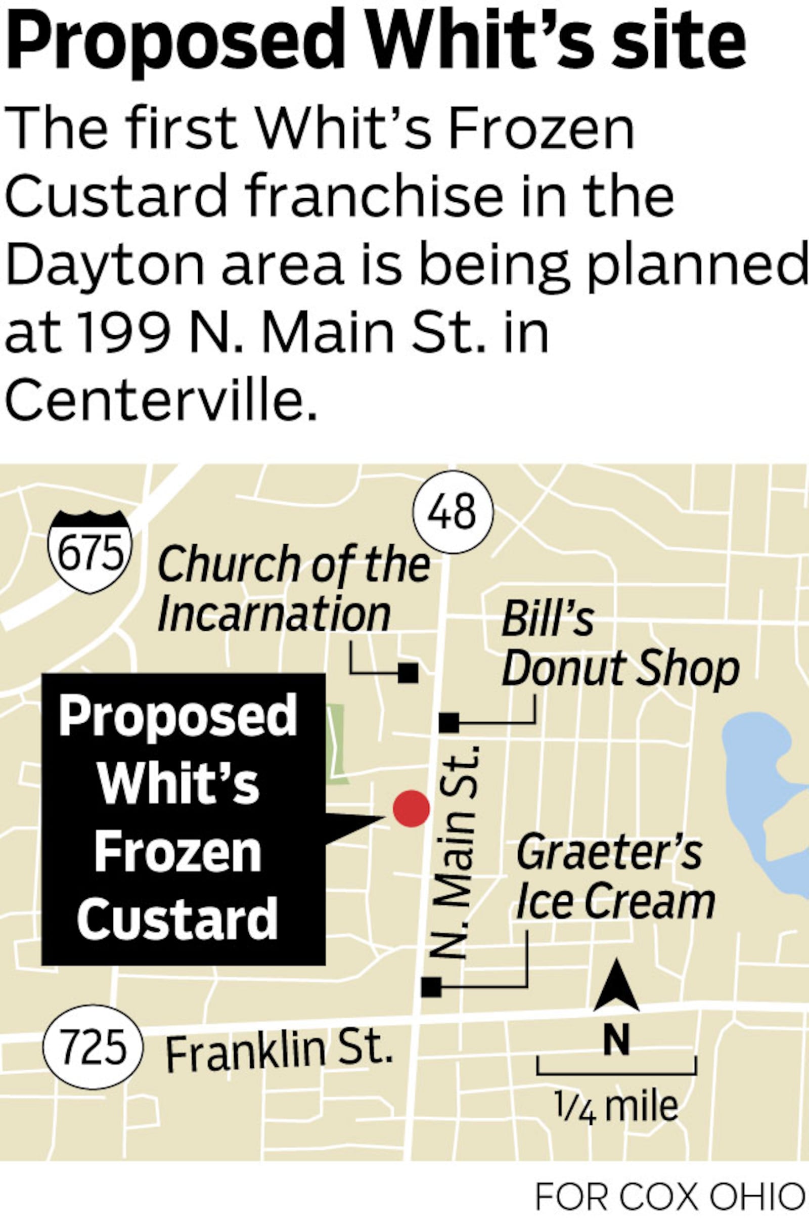 Northmont High School and University of Dayton grad Jeffrey Neace is looking to open a Whit's Frozen Custard at the former site of a service station on Ohio 48 in Centerville, near the city’s historic district.