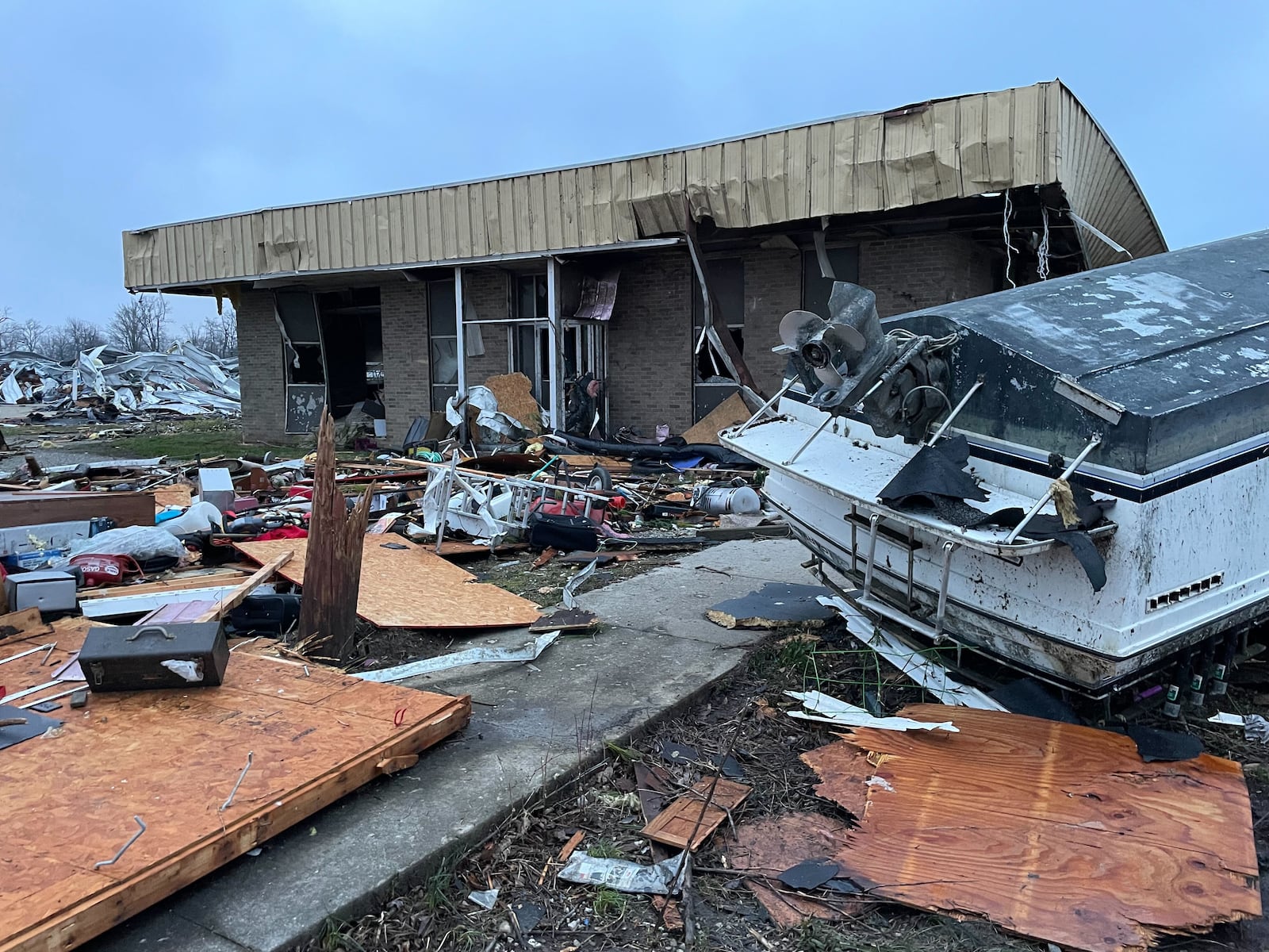 Damage from a tornado that struck Lakeview, Ohio in Logan County's Indian Lake area on Thursday, March 14, 2024. This is image is from Friday, March 15. BILL LACKEY / STAFF