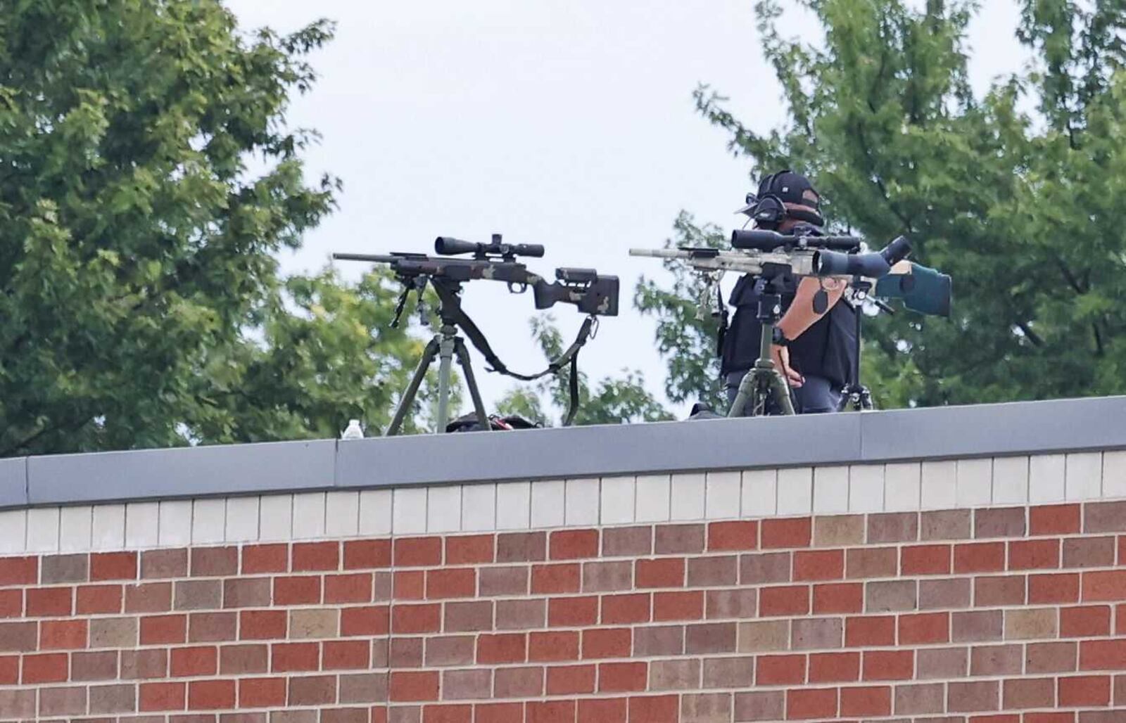 Security sets up outside Middletown High School ahead of the JD Vance rally on Monday, July 22, 2024. NICK GRAHAM / STAFF PHOTOGRAPHER