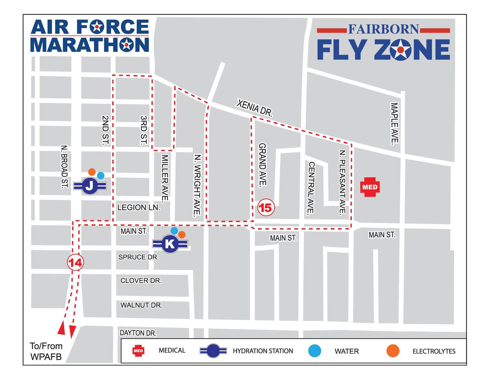 The route Air Force Marathon runners will take through the city of Fairborn Saturday Sept. 21. City of Fairborn graphic