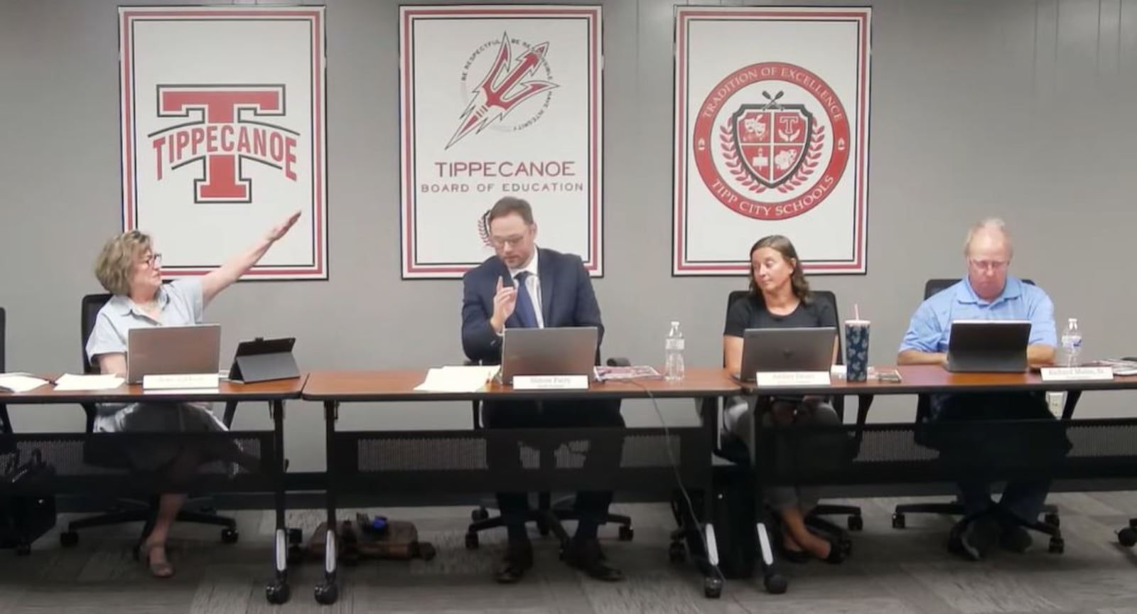 Tippecanoe School Board member Anne Zakkour gave a Nazi salute toward board president Simon Patry.